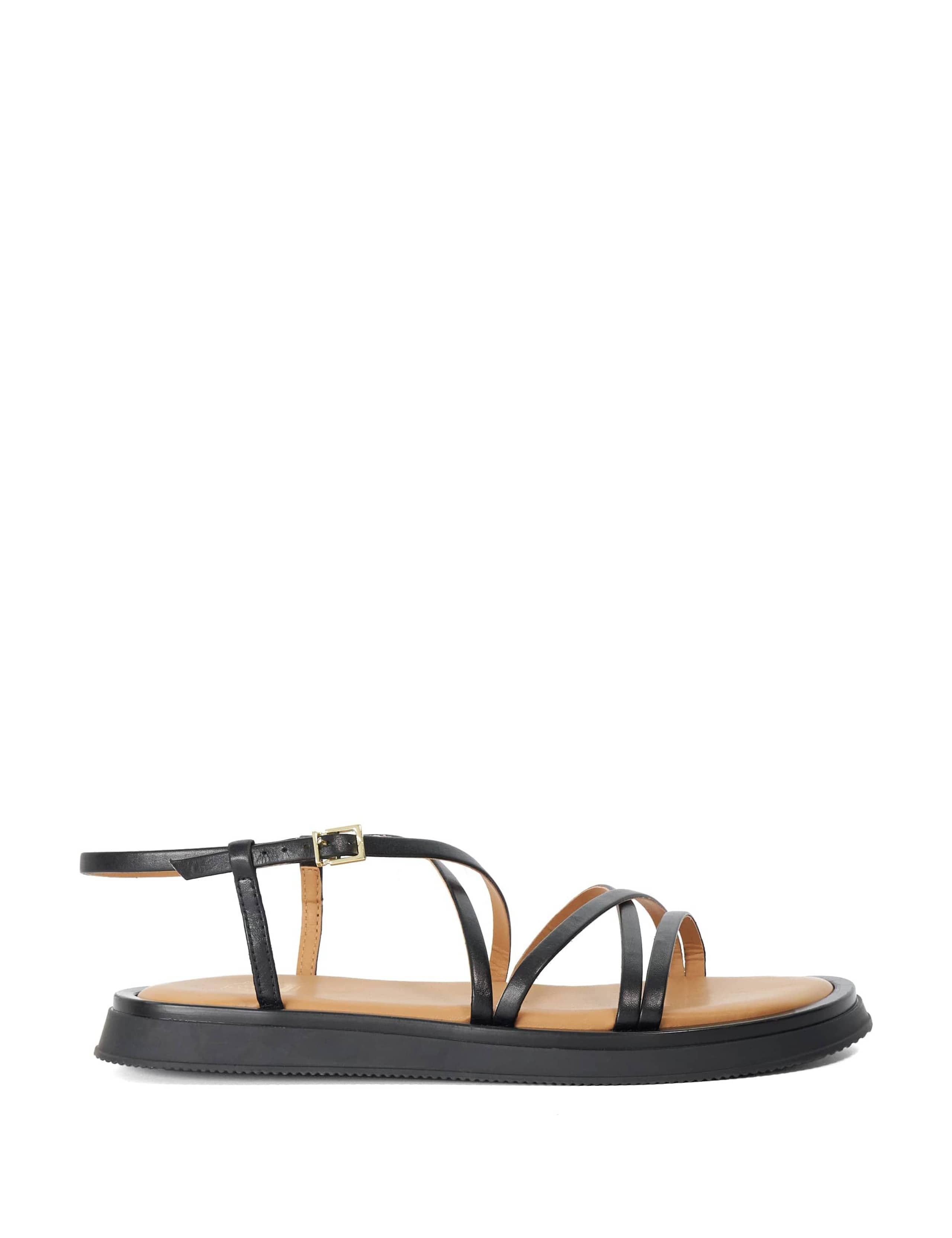 Leather Tubular Strappy Footbed Sandals