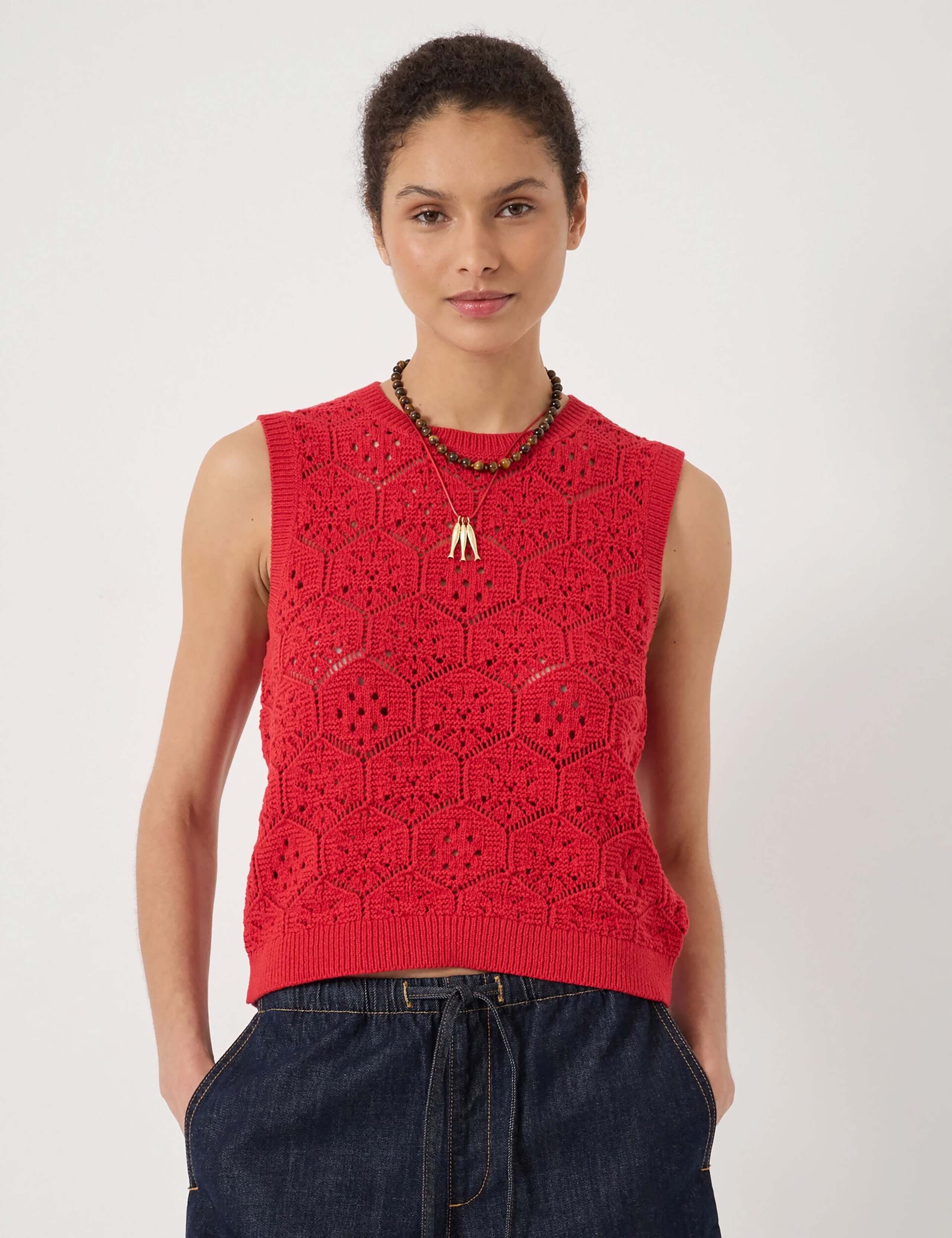 Pure Cotton Open Knit Vest