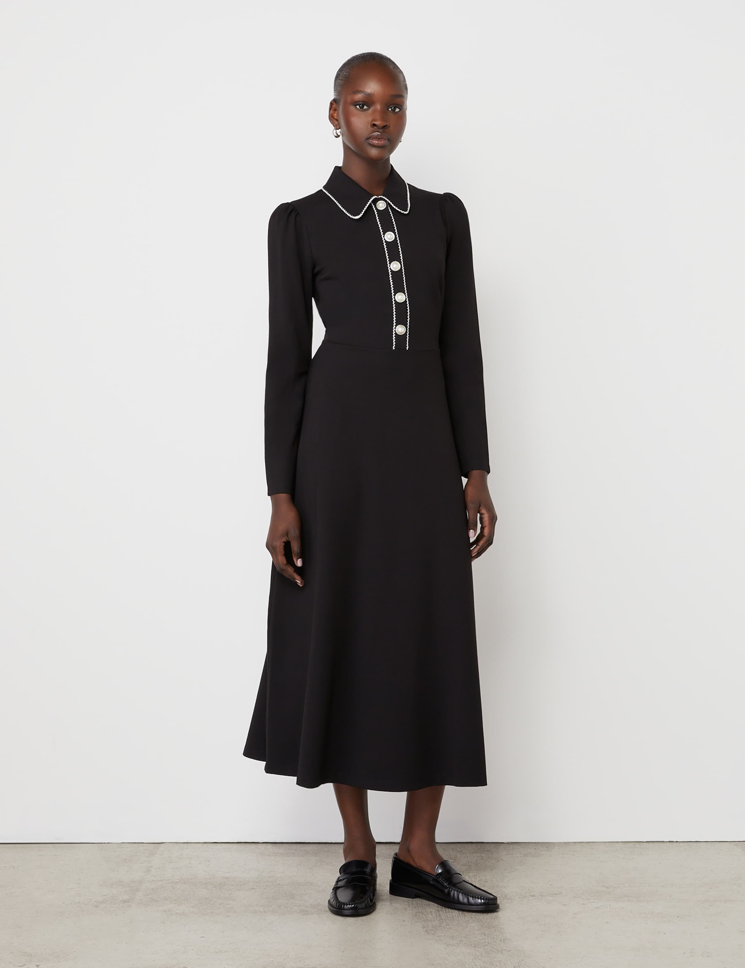 Ponte Jersey Midi Shirt Dress