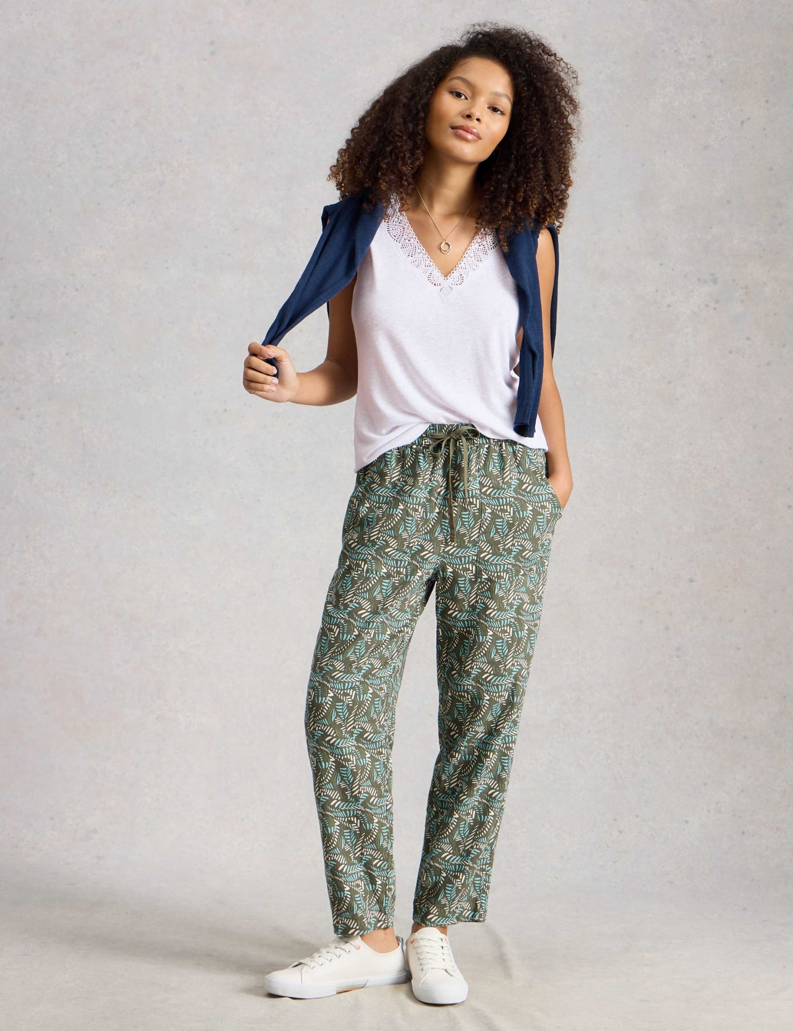 Linen Blend Lace Trim V-Neck Vest Top