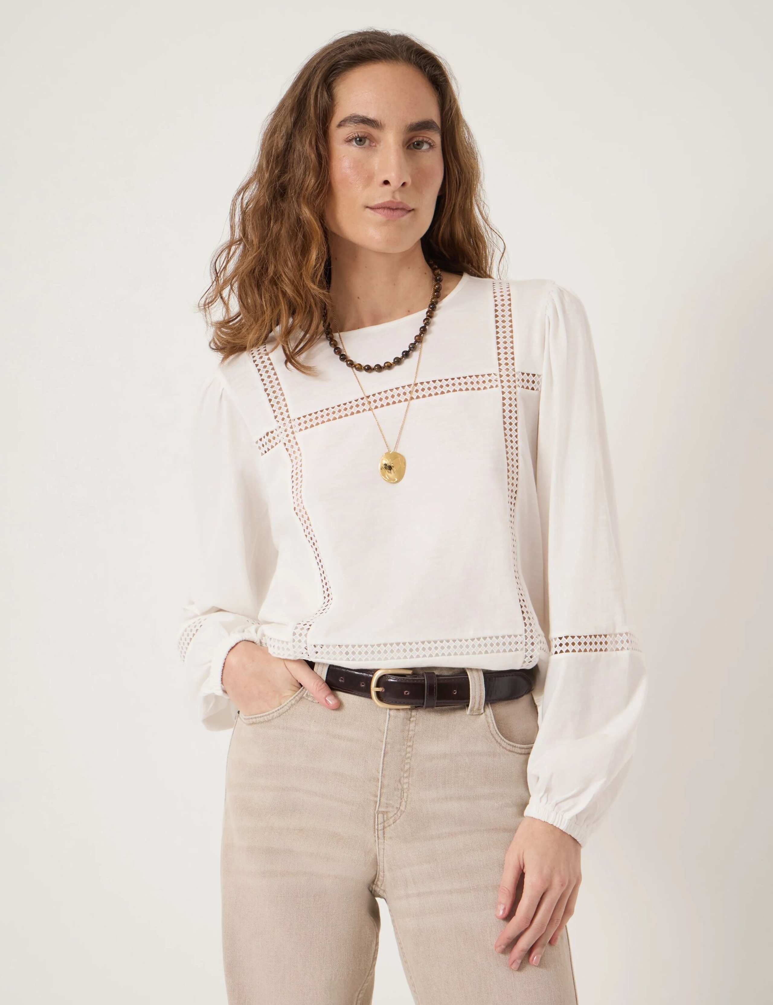 Pure Cotton Lace Detail Top