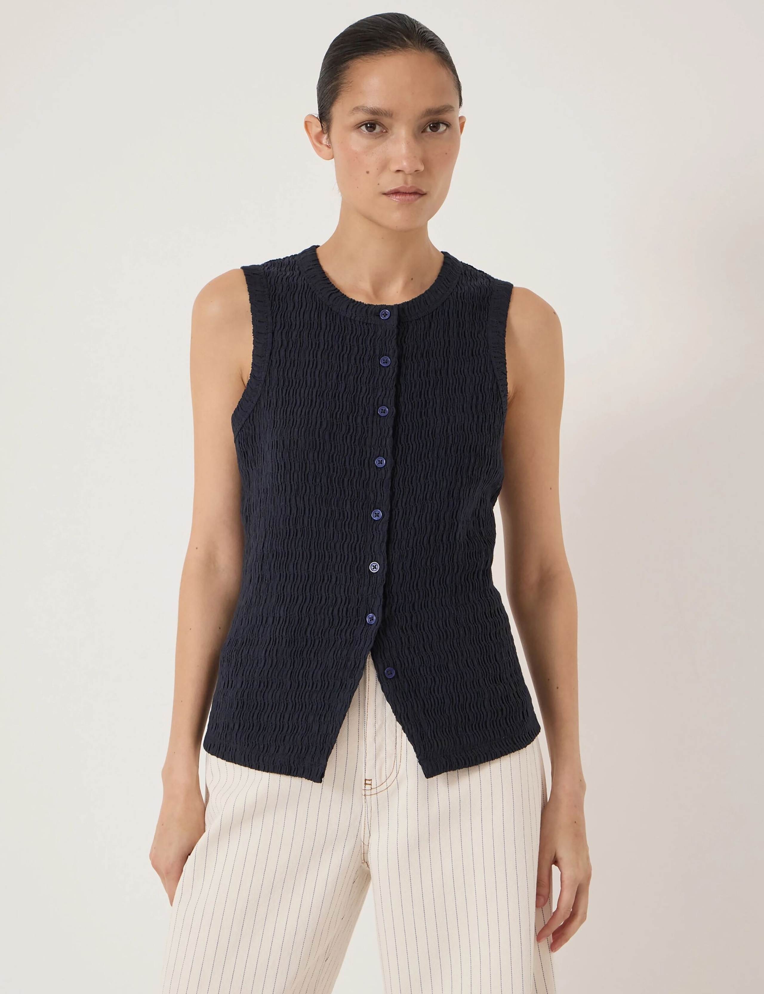 Cotton Rich Textured Knitted Vest