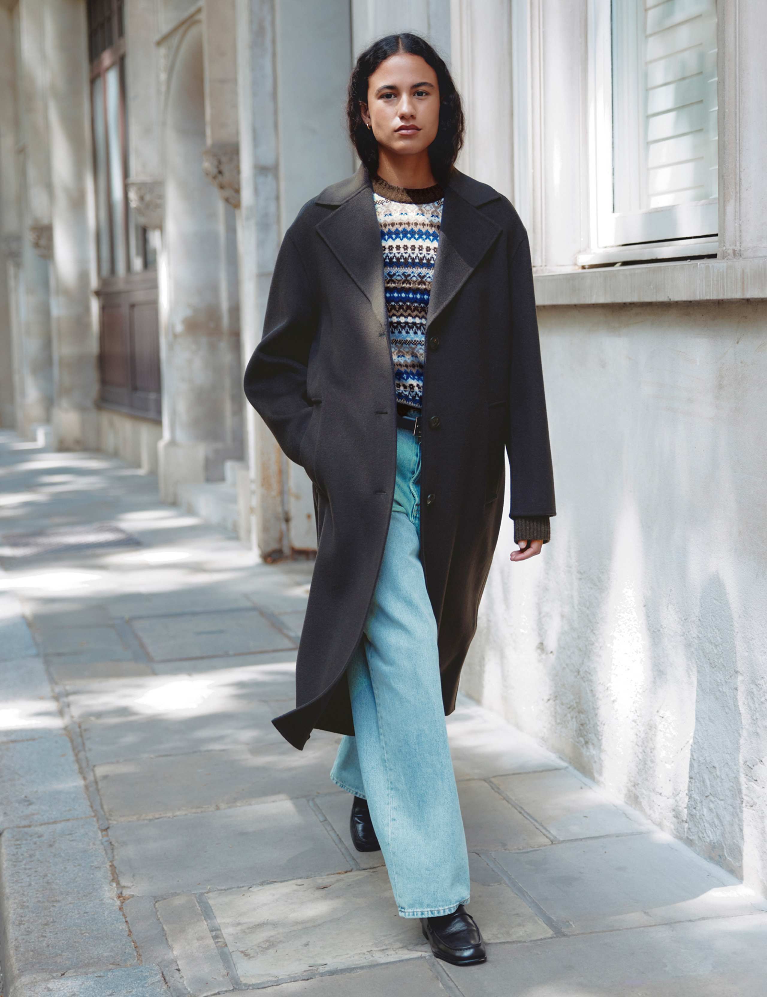 Pure Wool Single Breasted Longline Coat