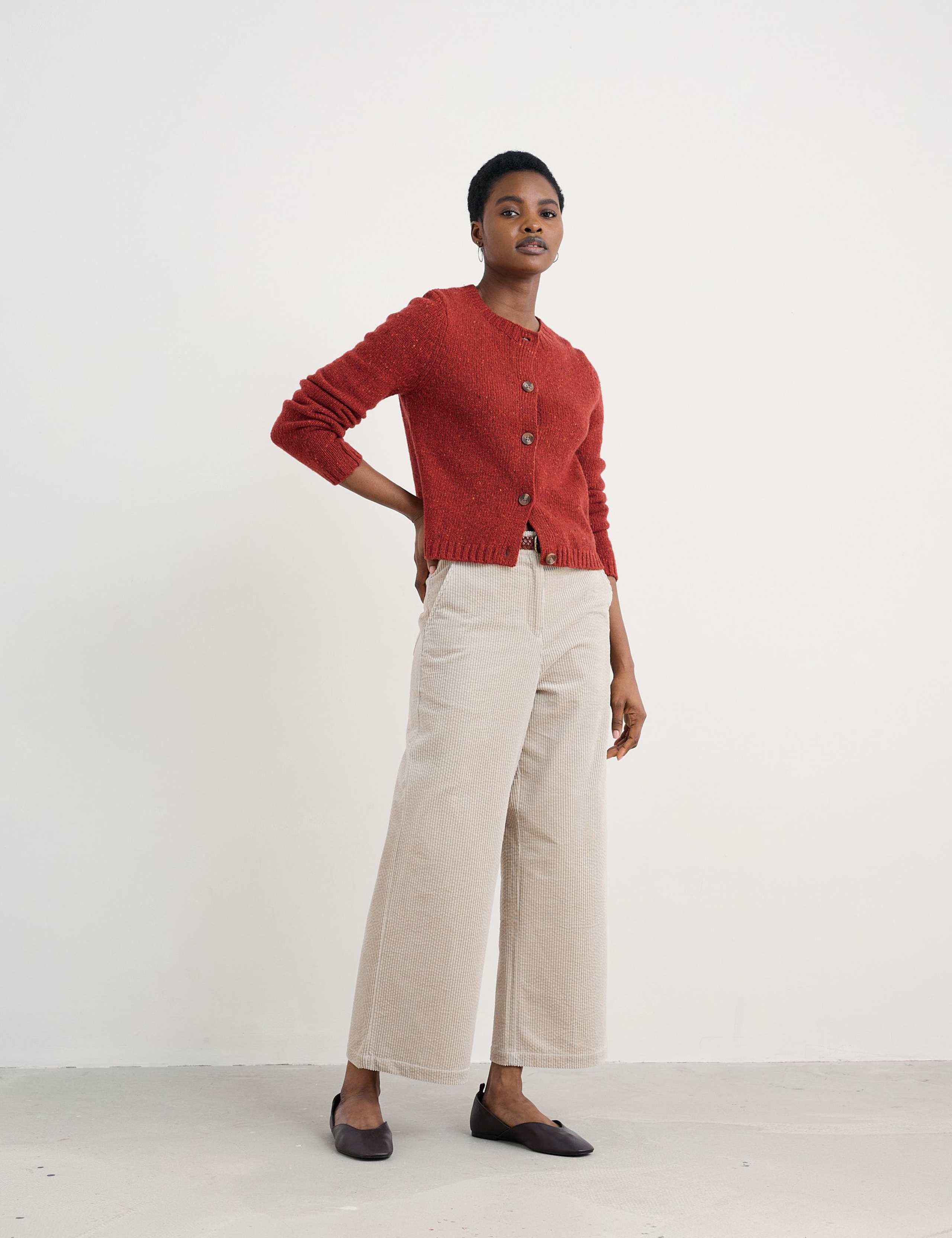 Merino Wool Rich Crew Neck Cardigan