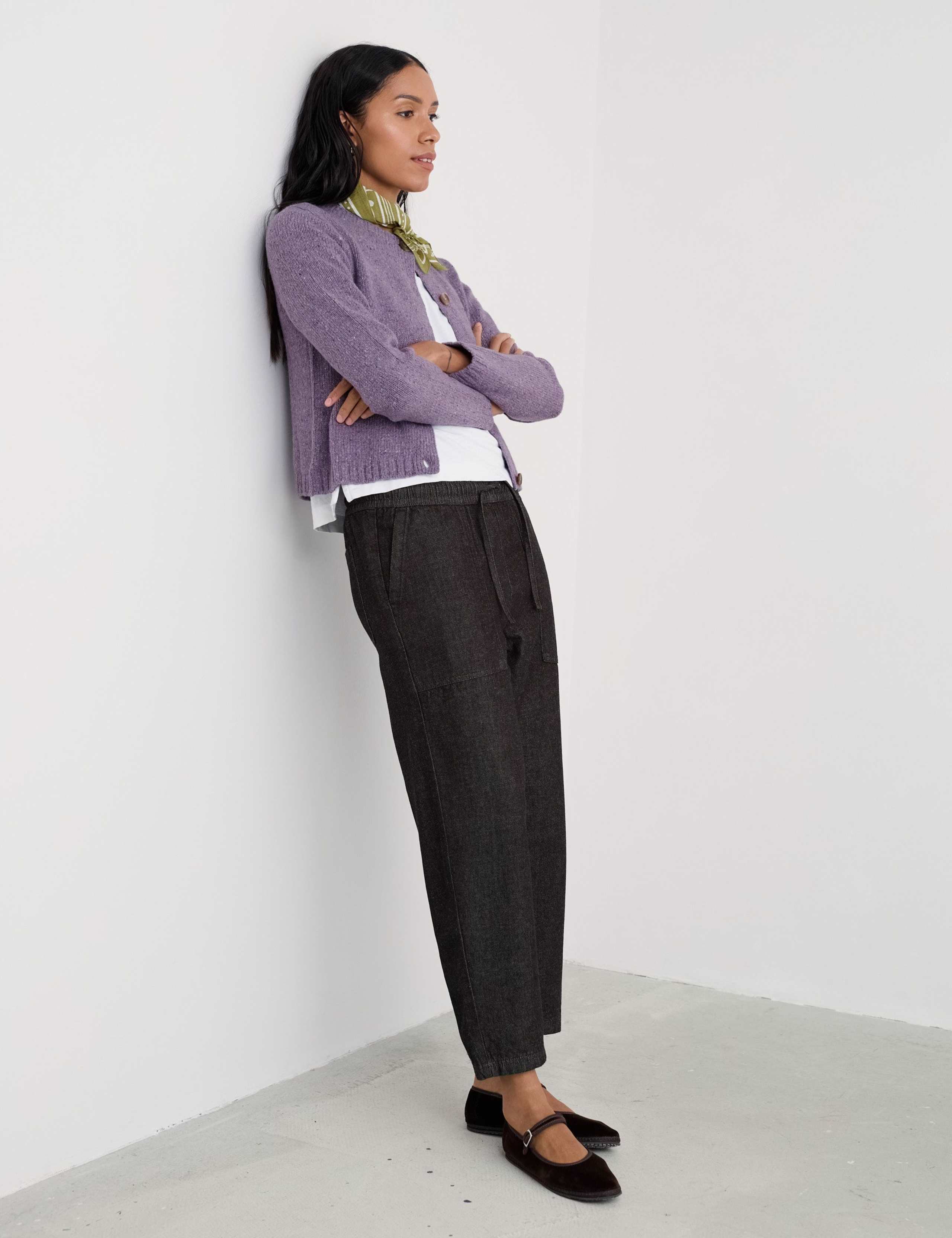 Merino Wool Rich Crew Neck Cardigan