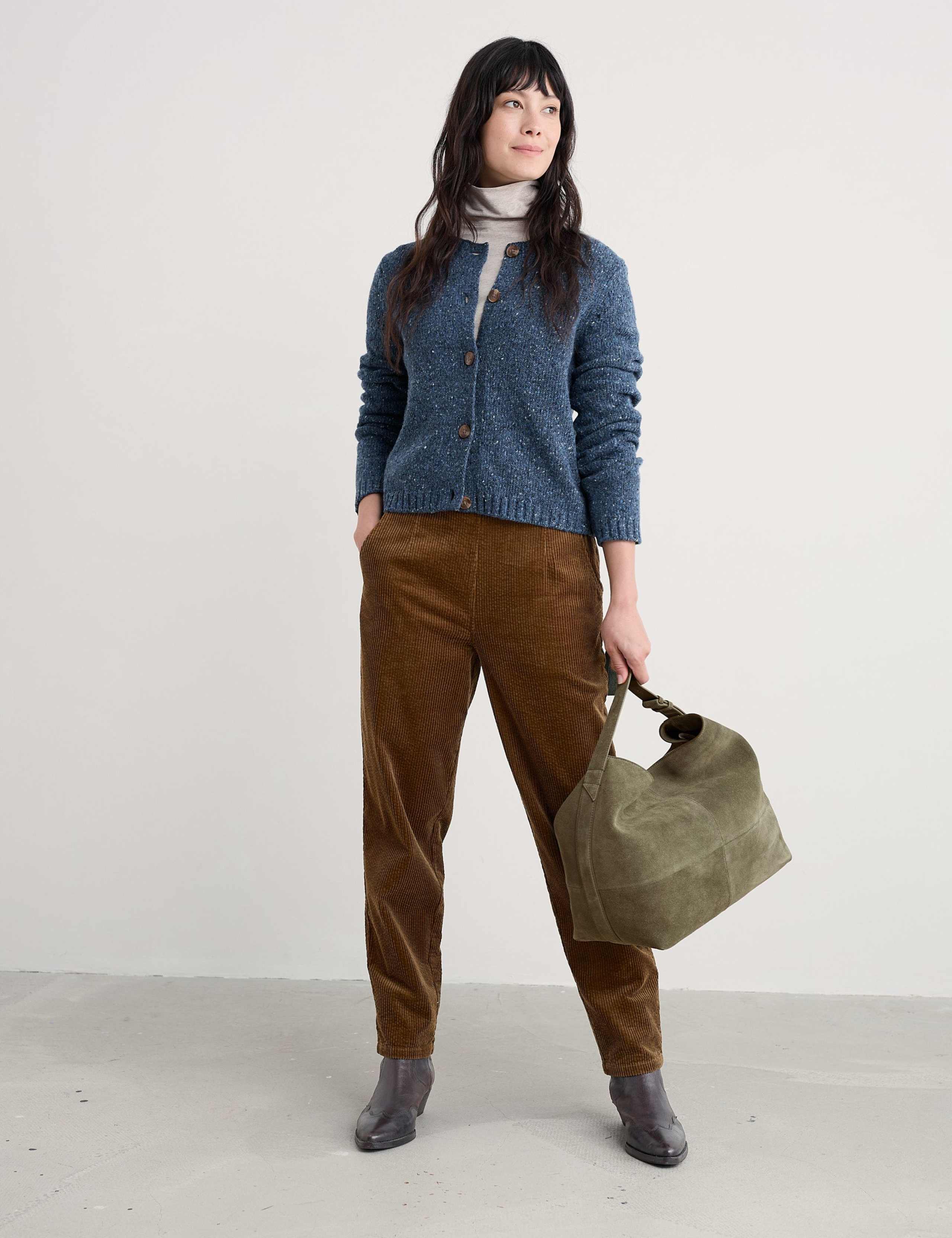 Merino Wool Rich Crew Neck Cardigan