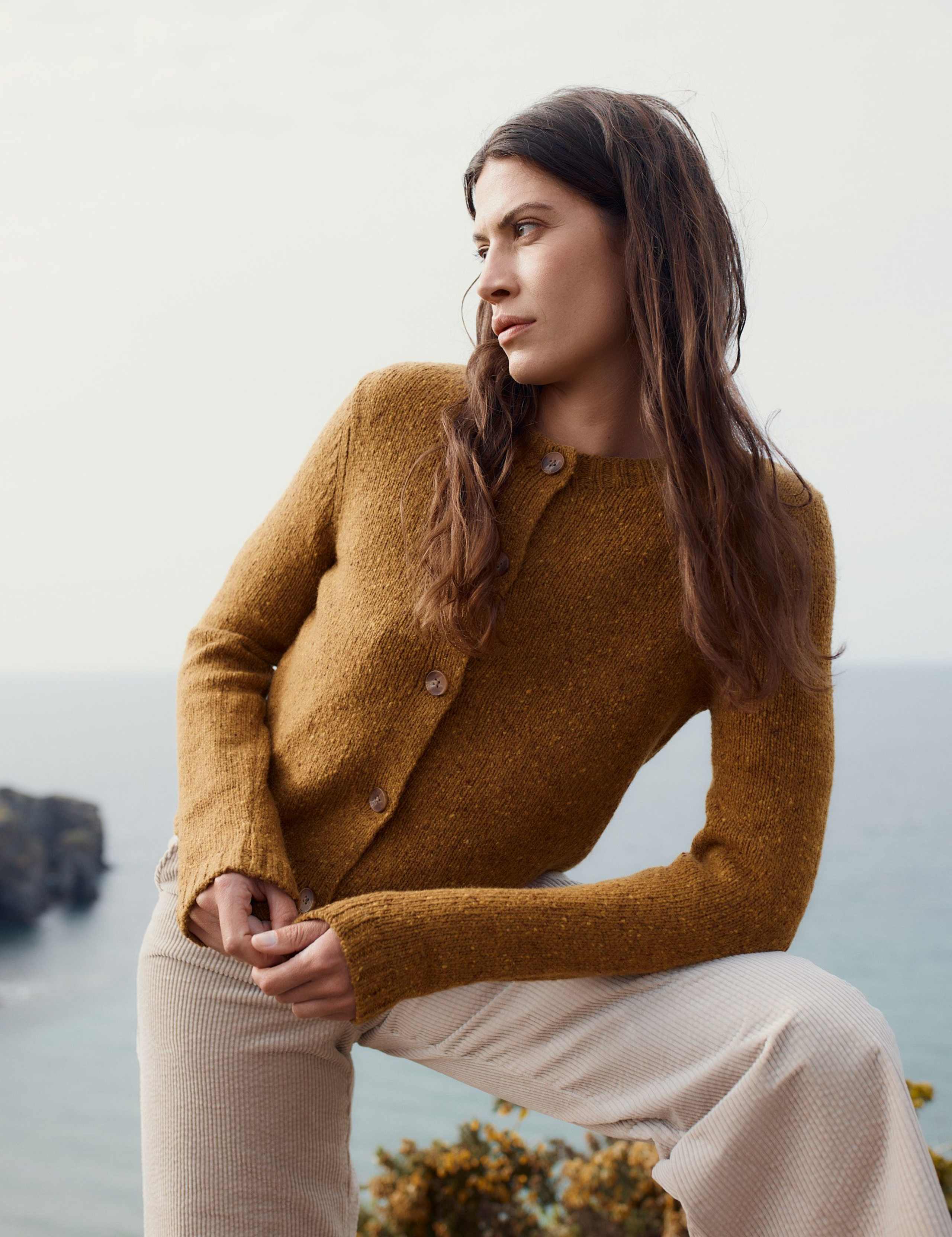 Merino Wool Rich Crew Neck Cardigan