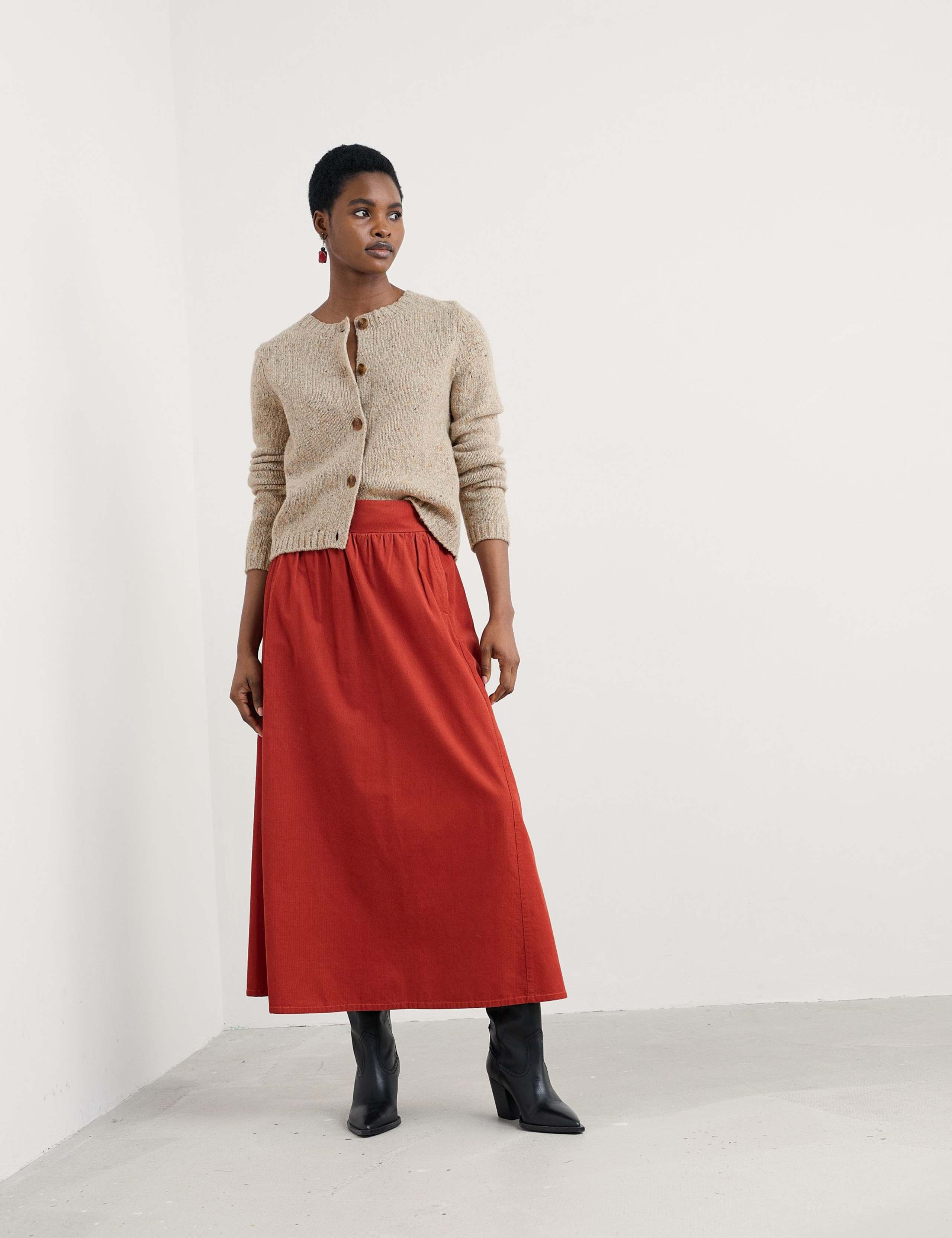 Merino Wool Rich Crew Neck Cardigan