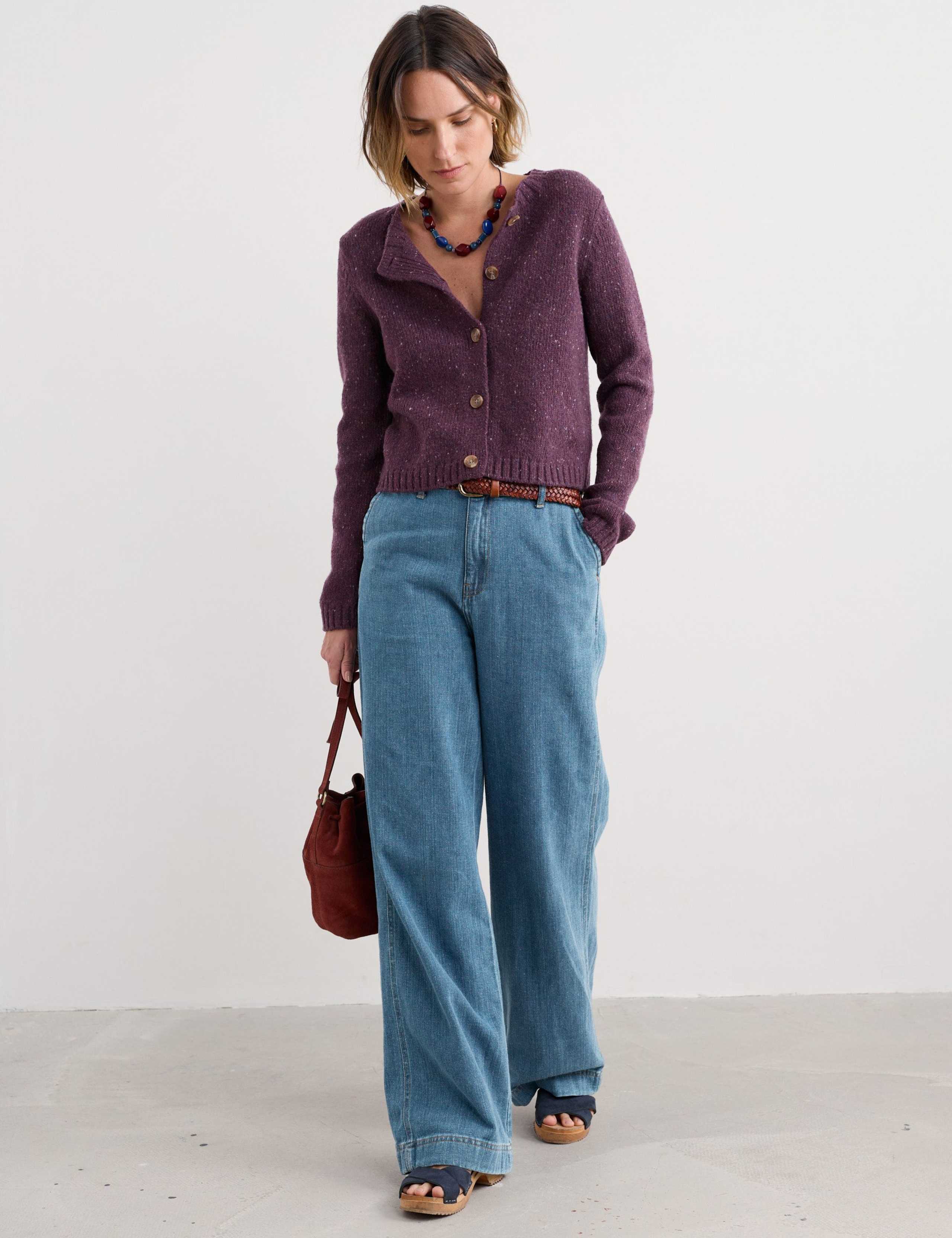 Merino Wool Rich Crew Neck Cardigan