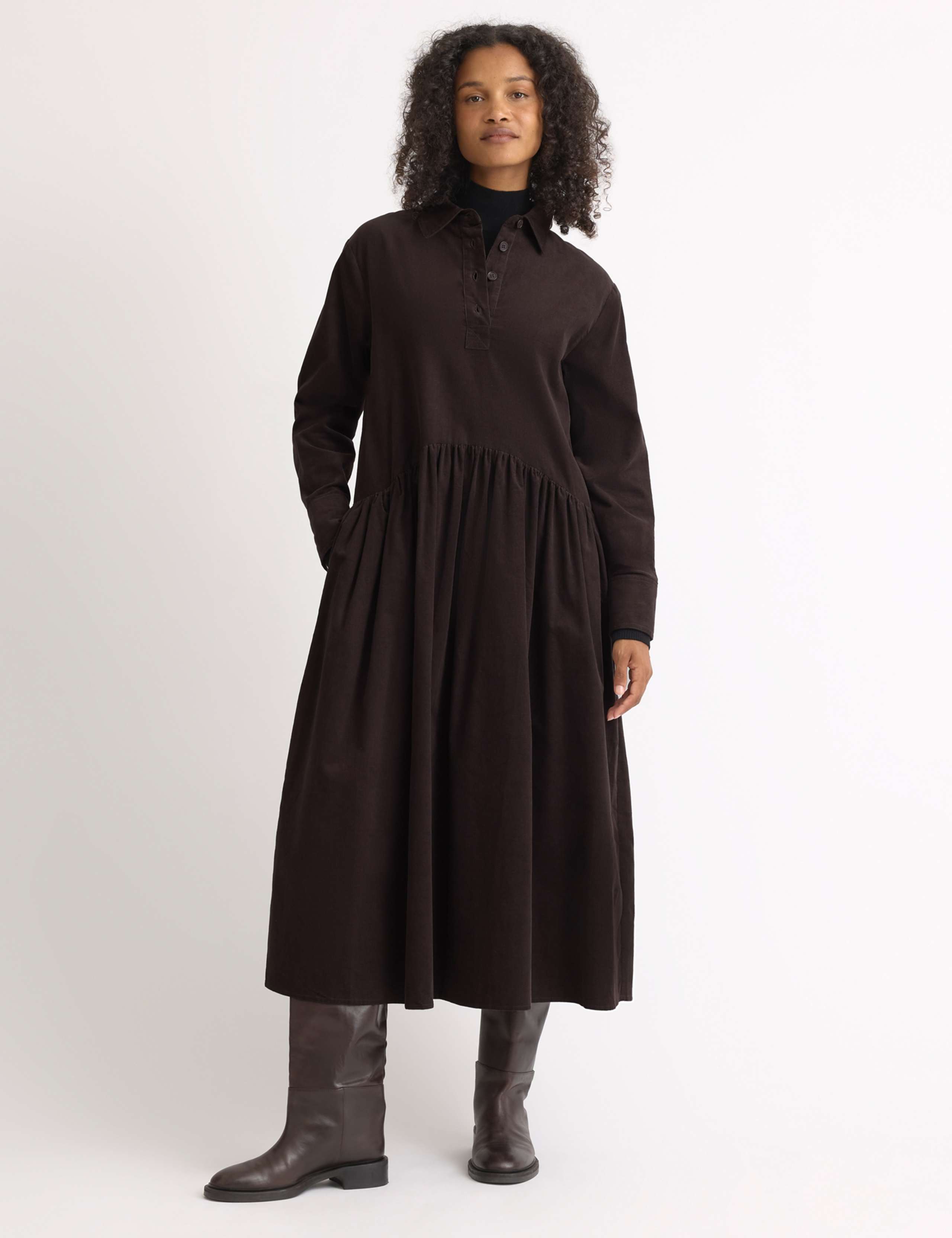 Cord Midi Skater Dress