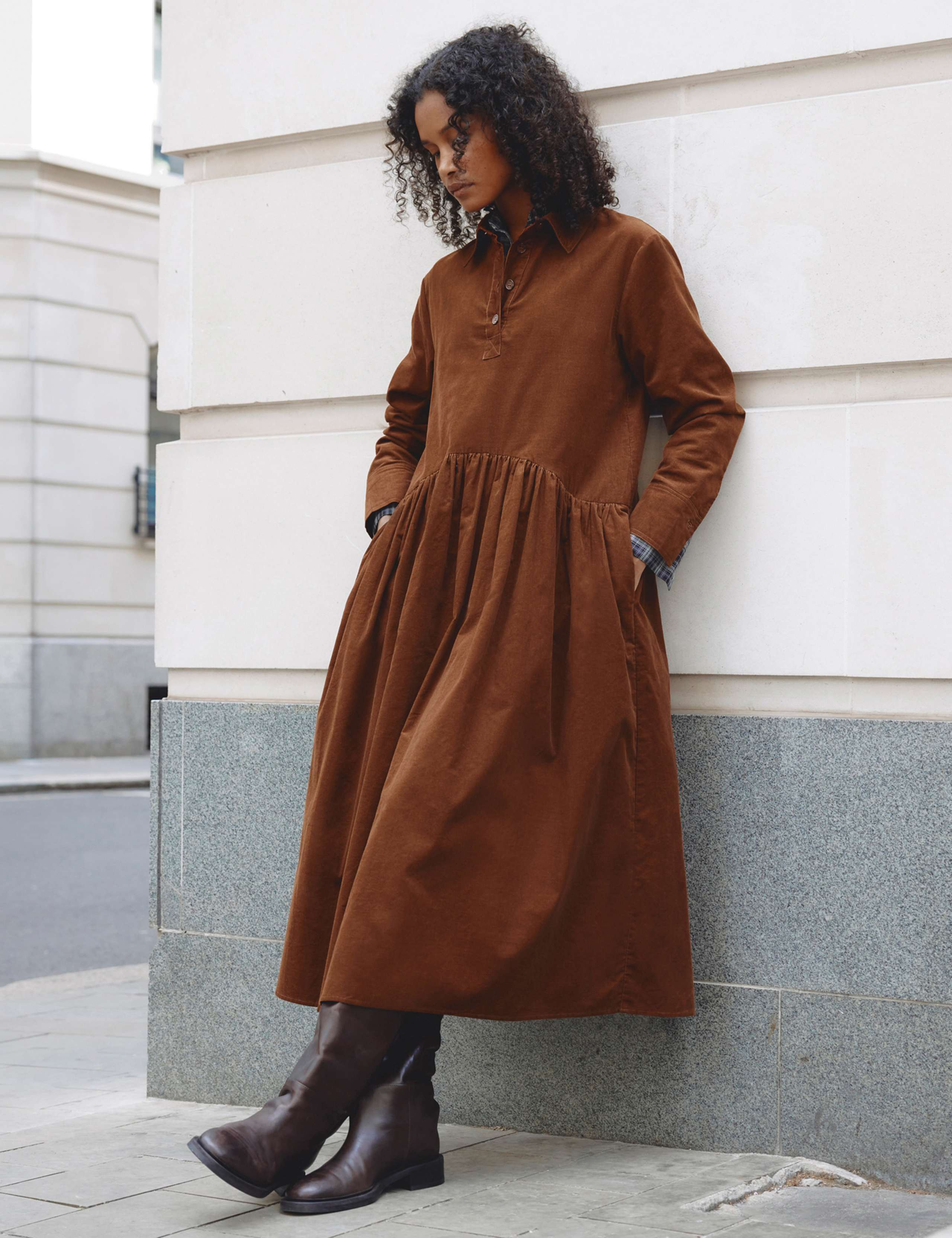 Cord Midi Skater Dress