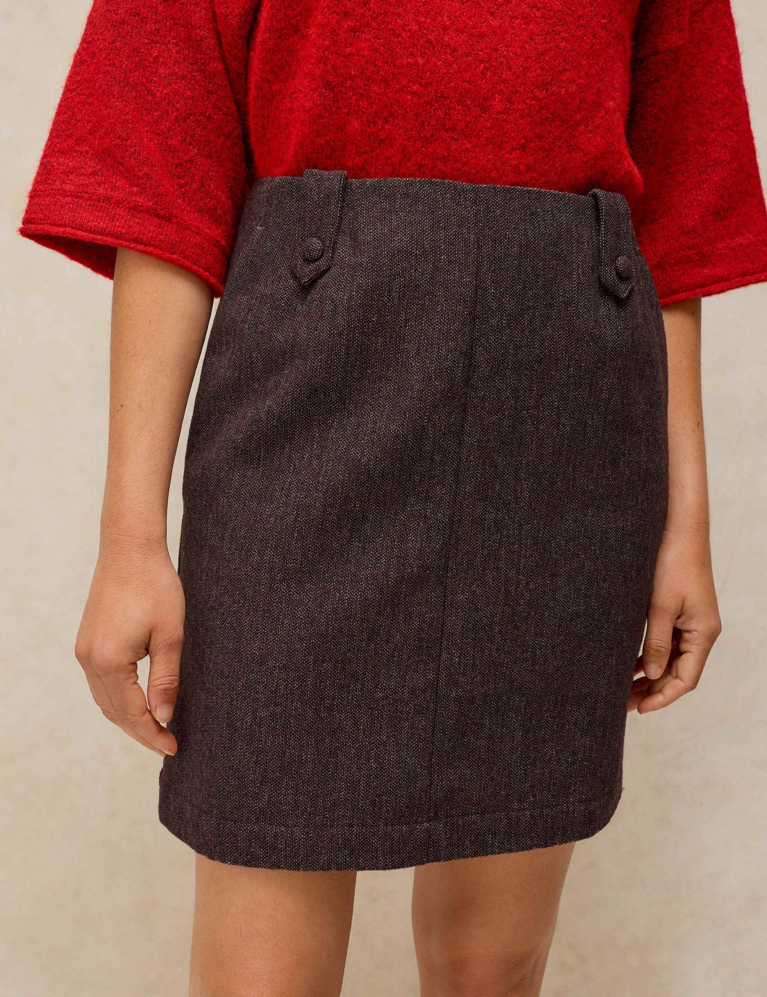 Wool Blend Tweed Mini Column Skirt