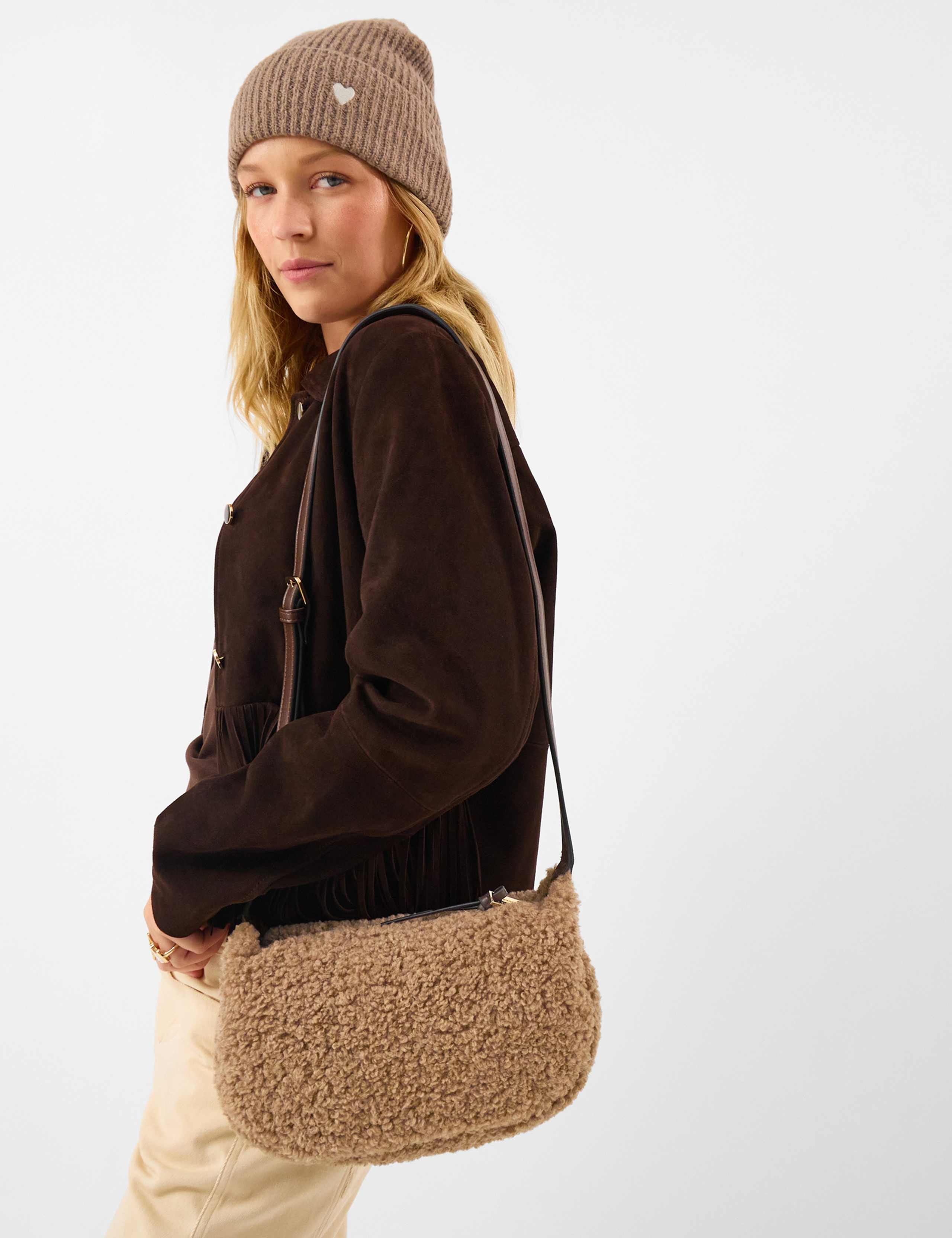 Faux Shearling Crossbody Bag
