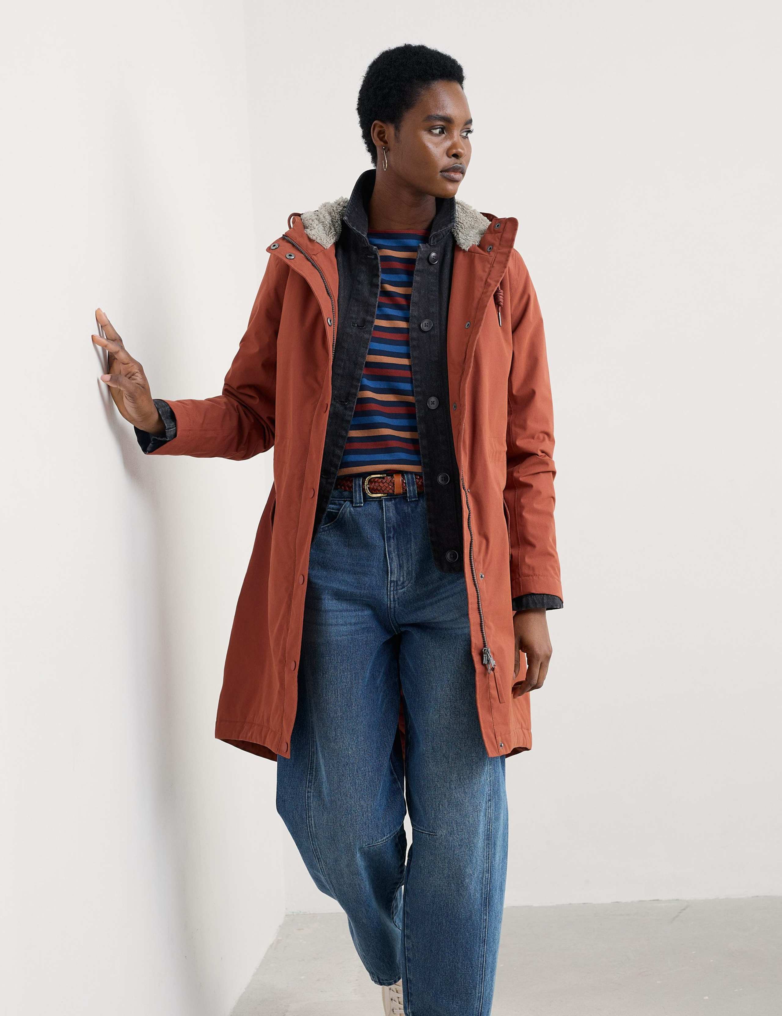 Cotton Rich Hooded Faux Fur Lined Parka