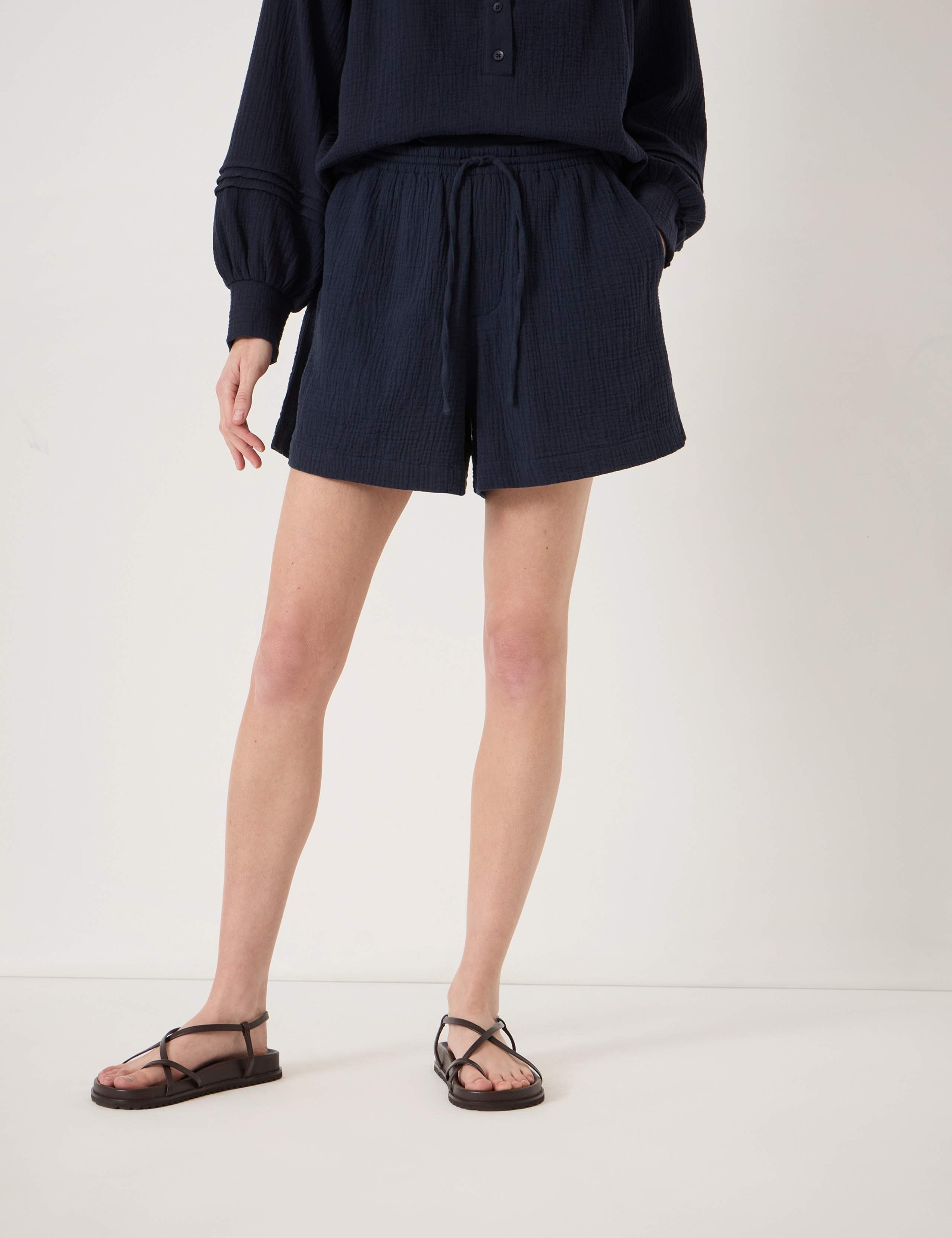 Pure Cotton Textured Pull On Shorts