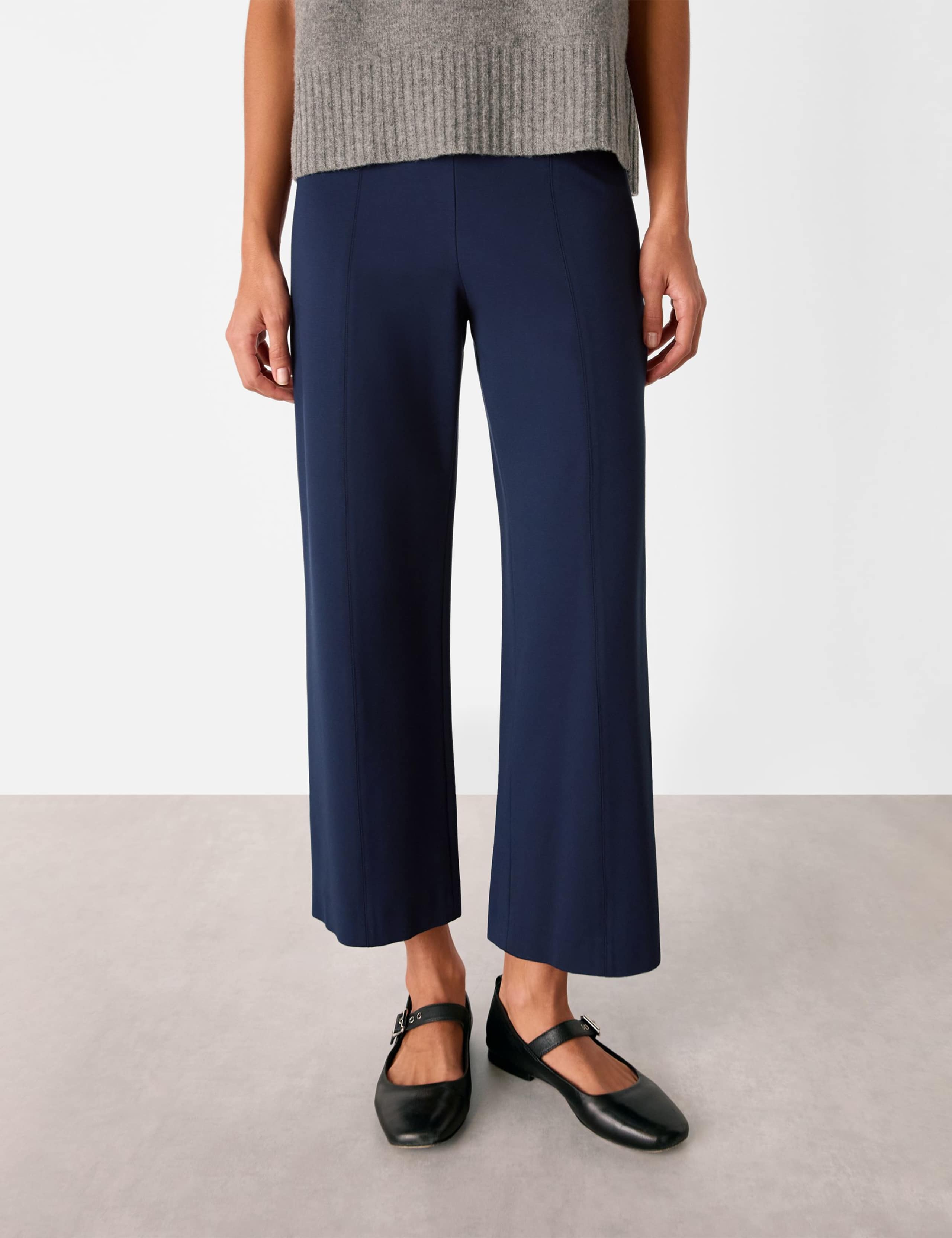 Side Zip Wide Leg Cropped Trousers