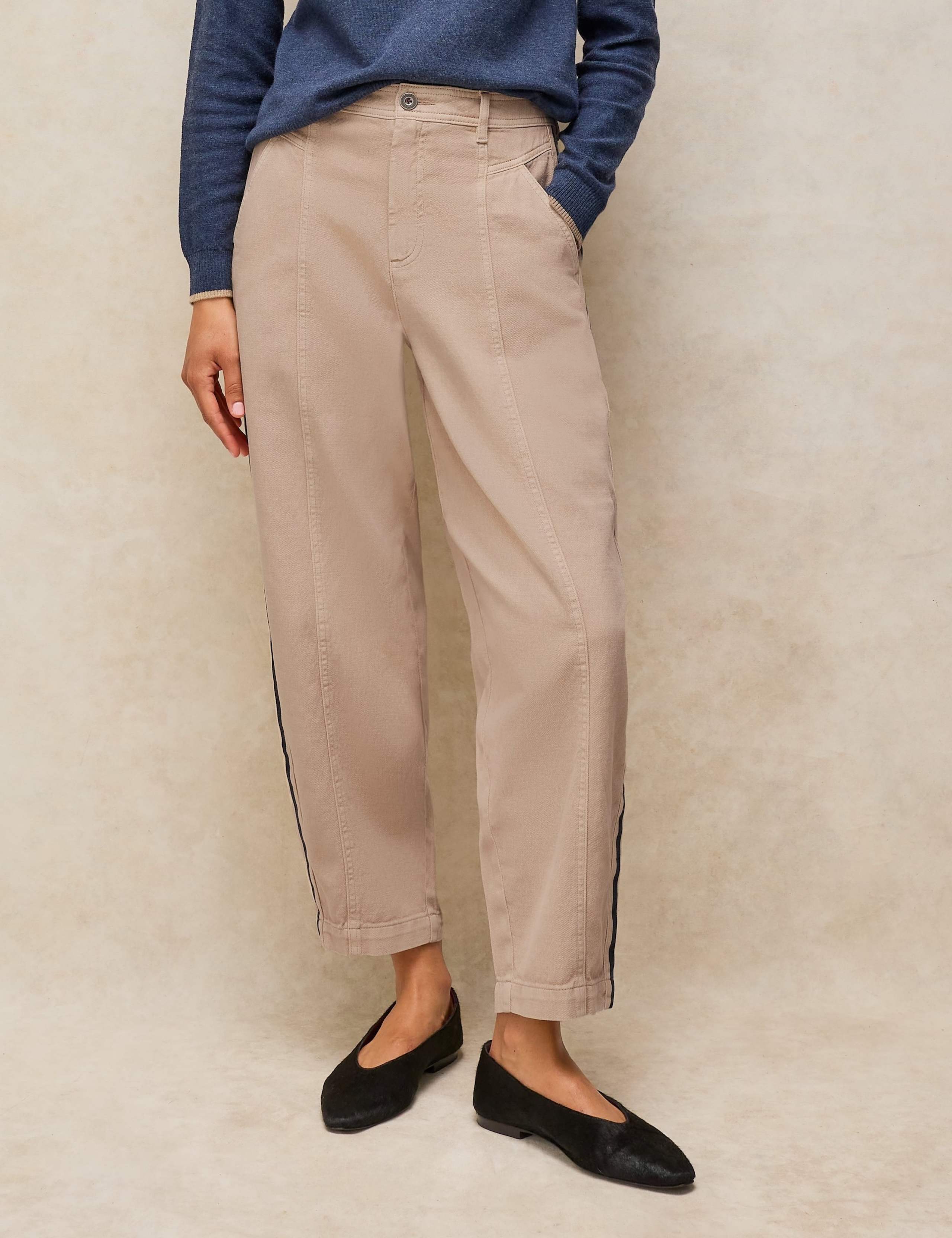 Pure Cotton Utility Barrel Leg Trousers