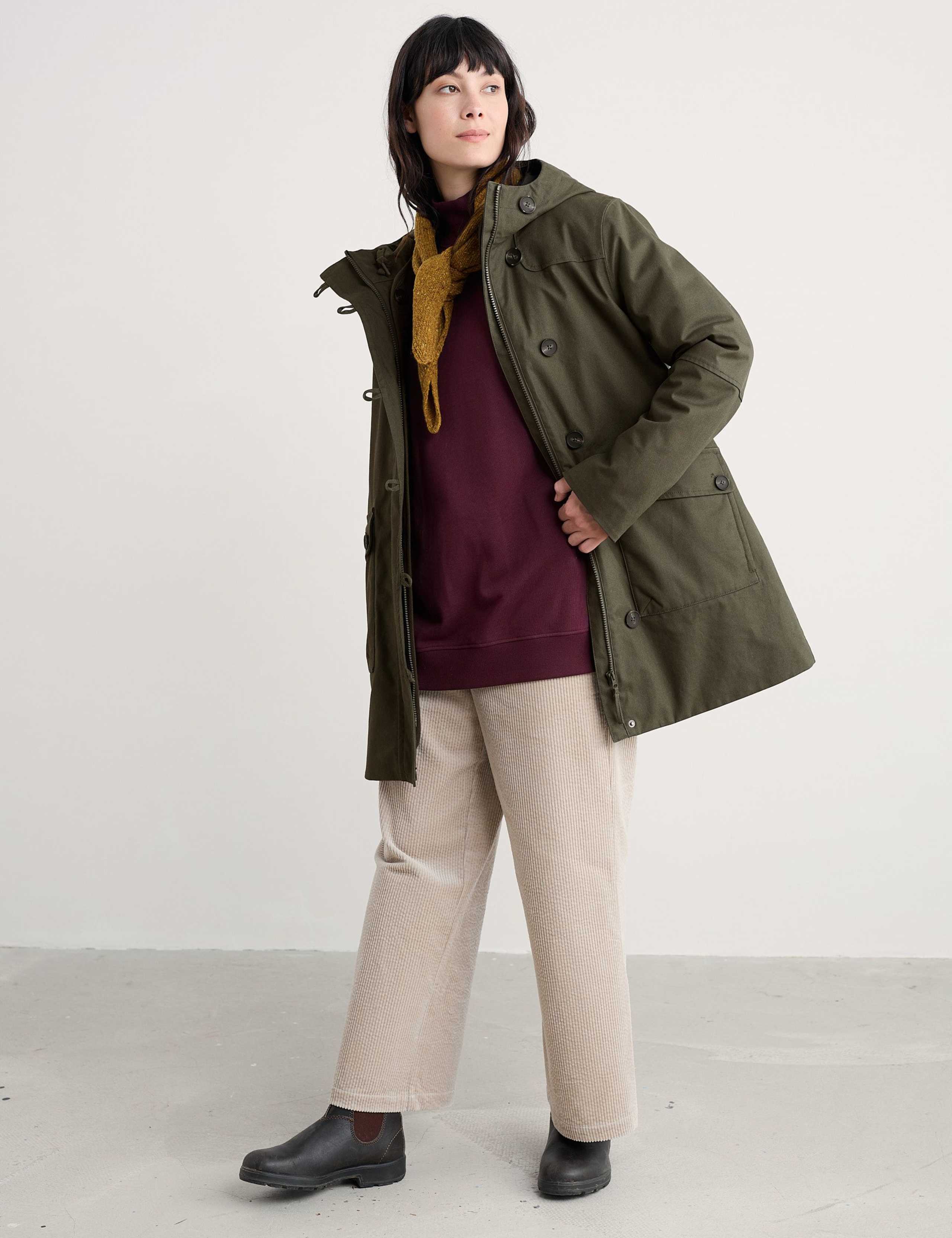 Pure Cotton Hooded Duffle Coat