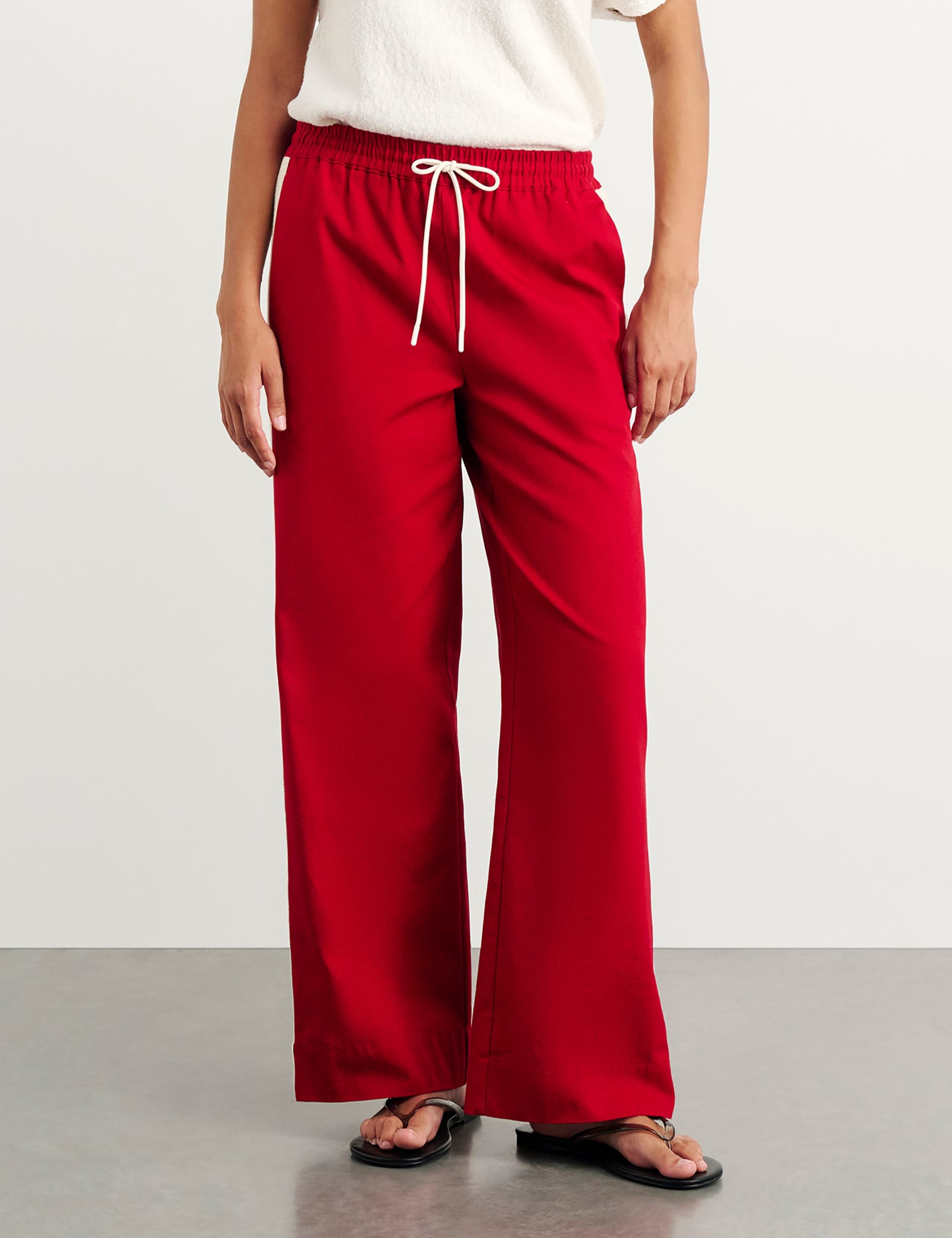 Pure Cotton Side Stripe Straight Leg Trousers