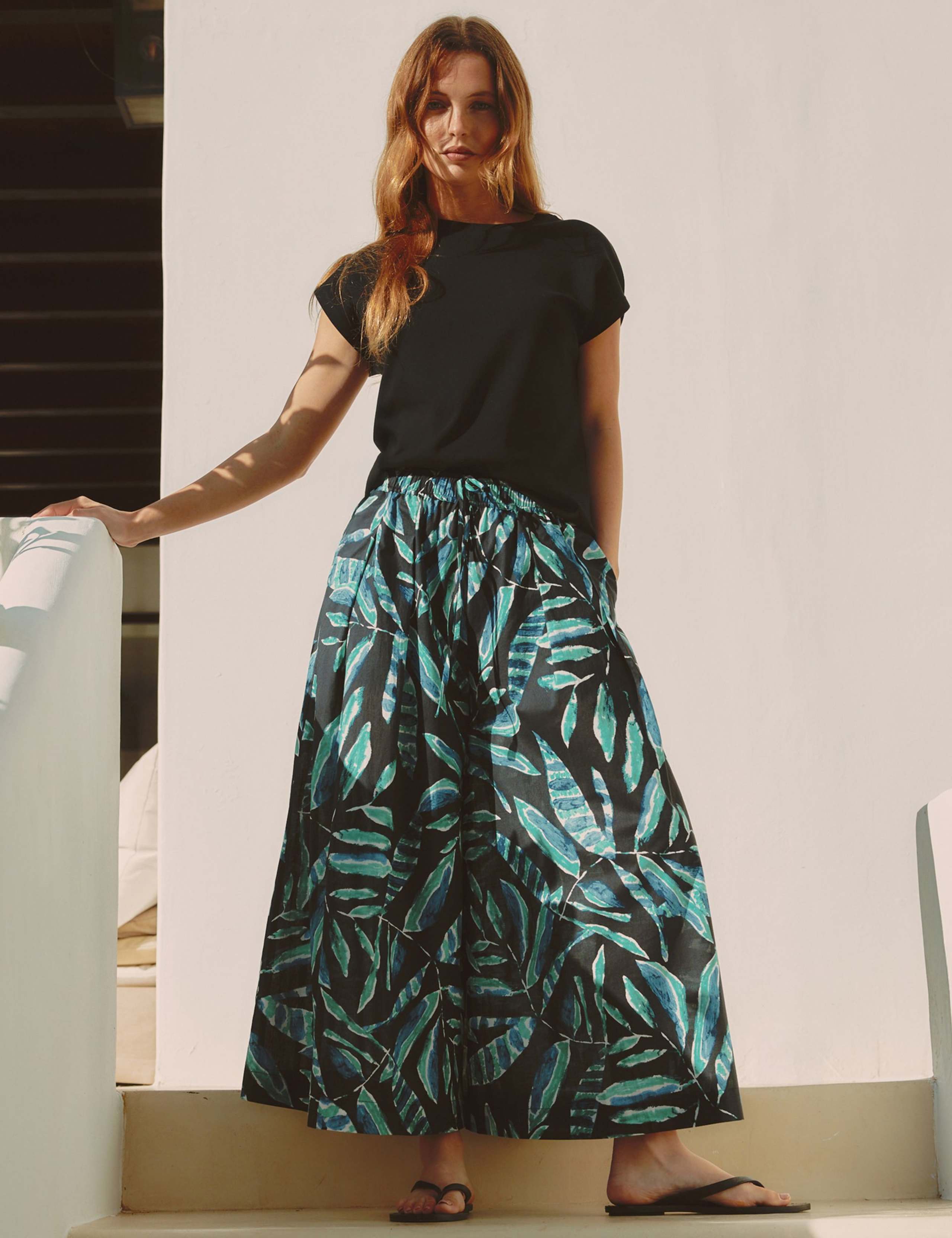 Pure Cotton Painterly Palm Culottes