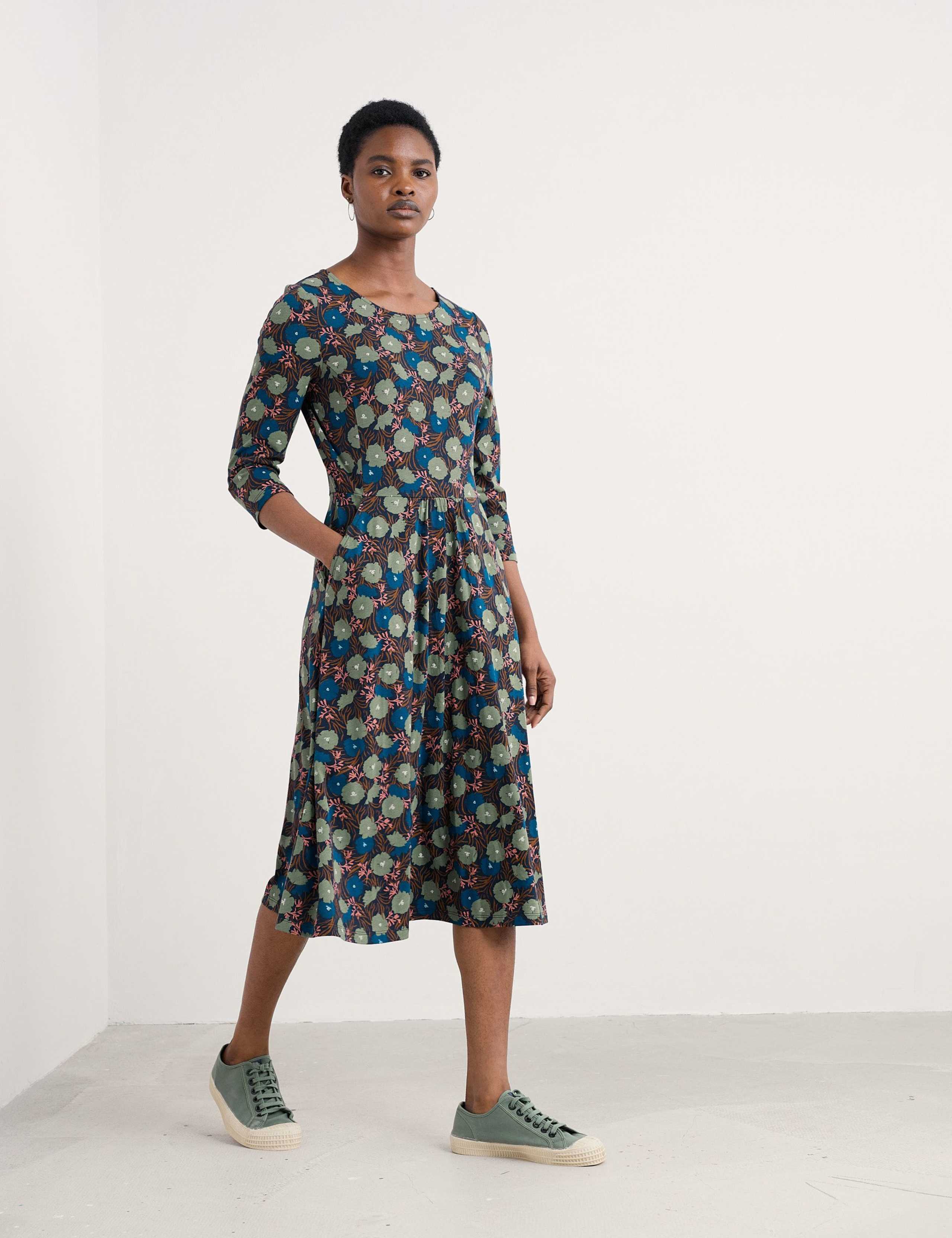 Cotton Rich Floral Midi Skater Dress