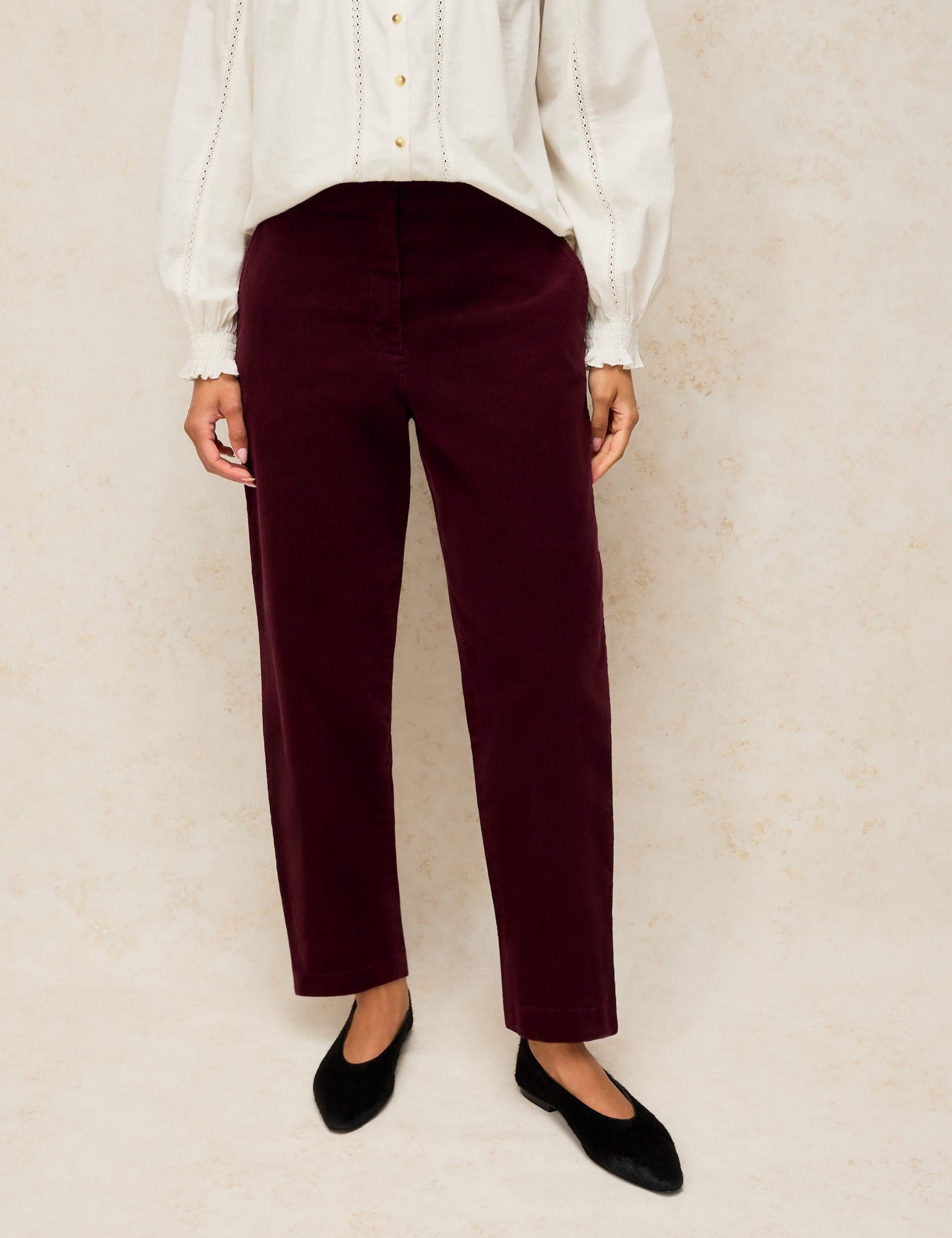 Cord Straight Leg Cropped Trousers