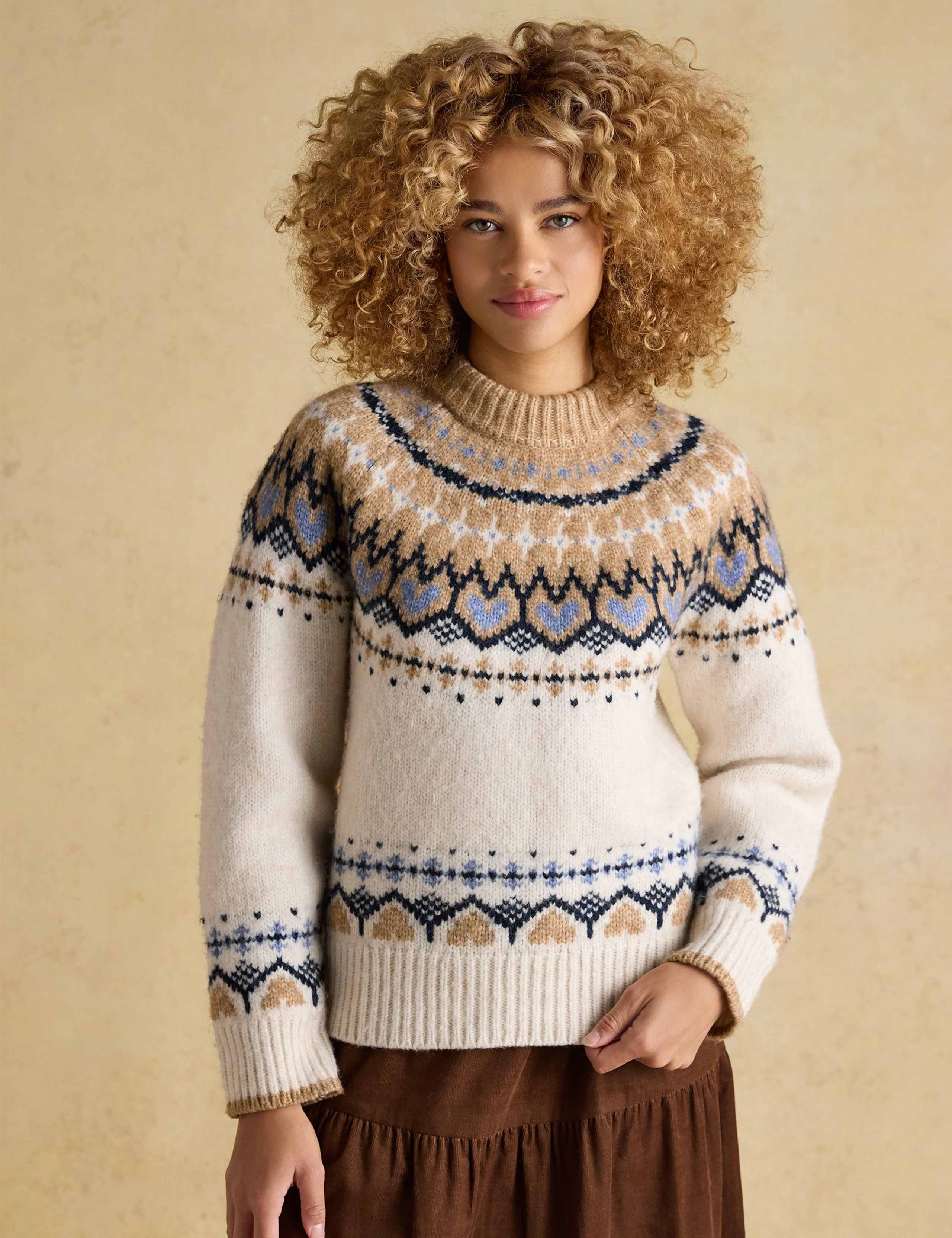 Fair Isle Crew Neck Jumper with Wool