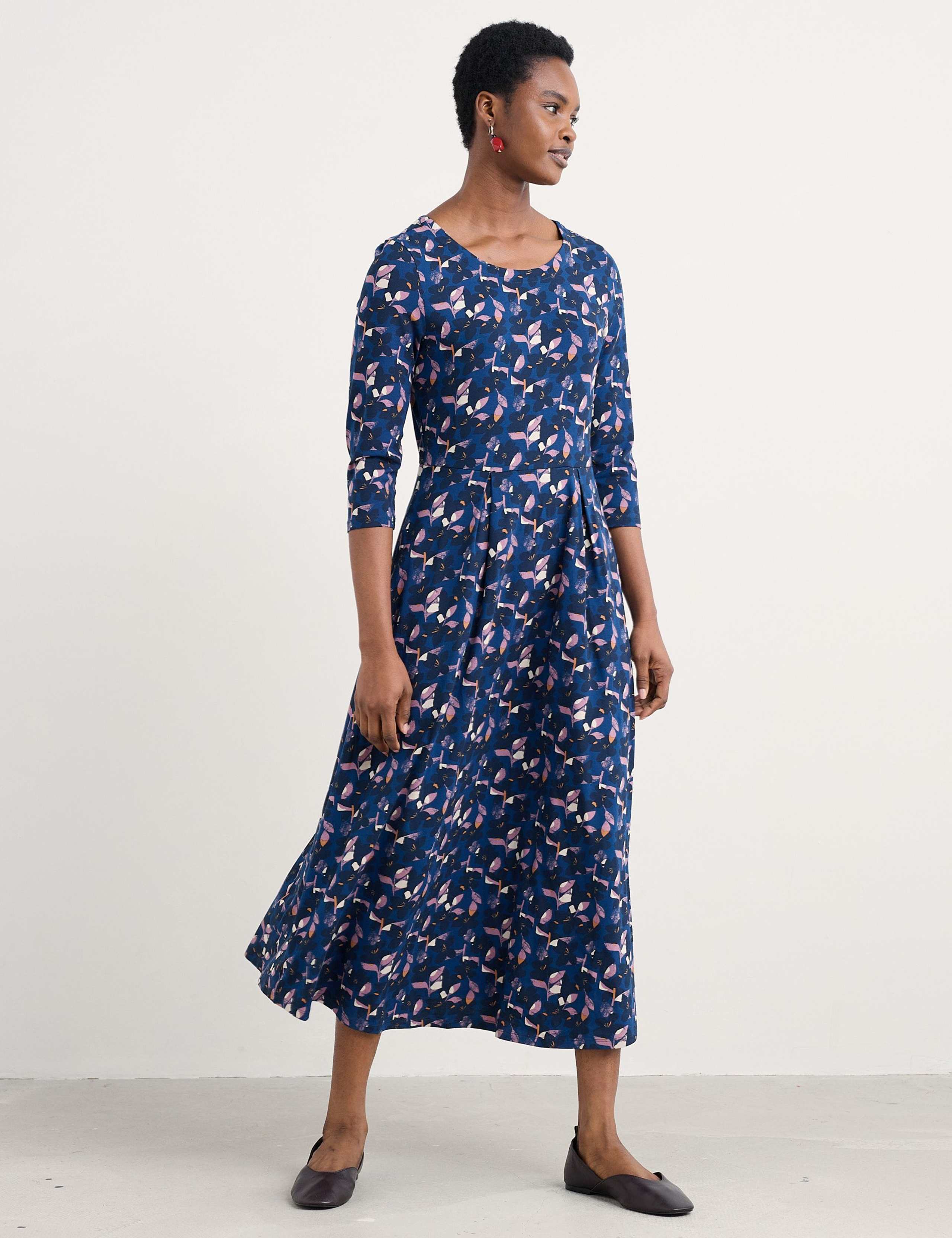 Cotton Rich Floral Midi Skater Dress