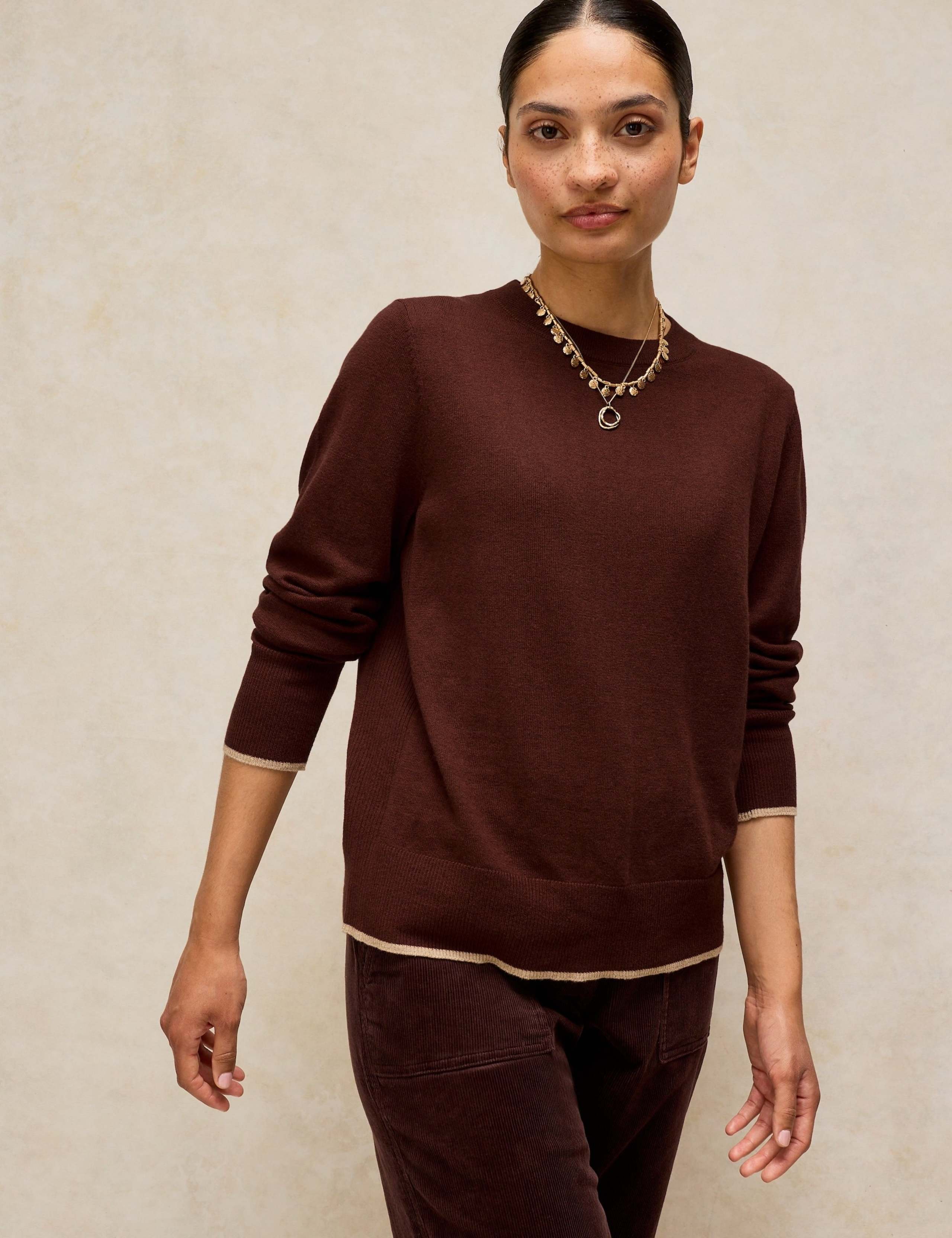 Cotton with Merino Wool Crew Neck Jumper