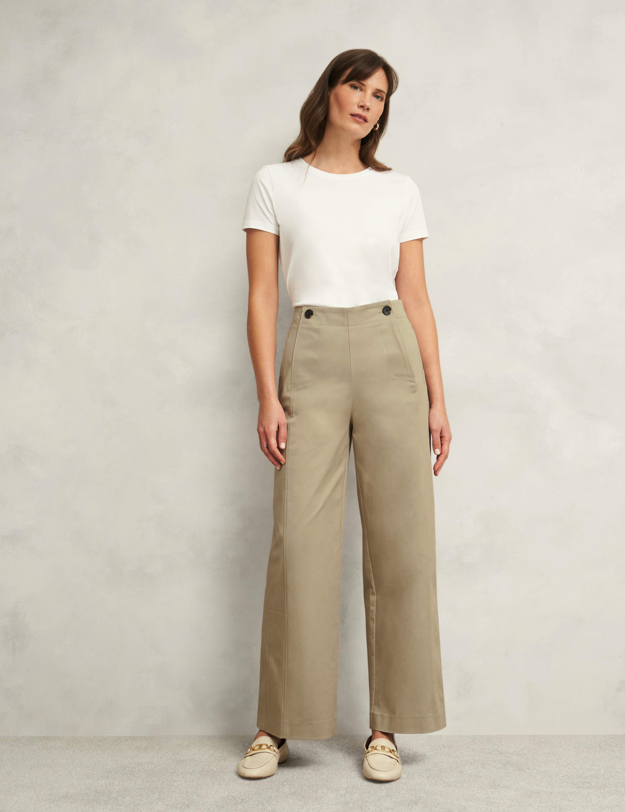 Kimmi Cotton Rich Wide Leg Cropped Trousers