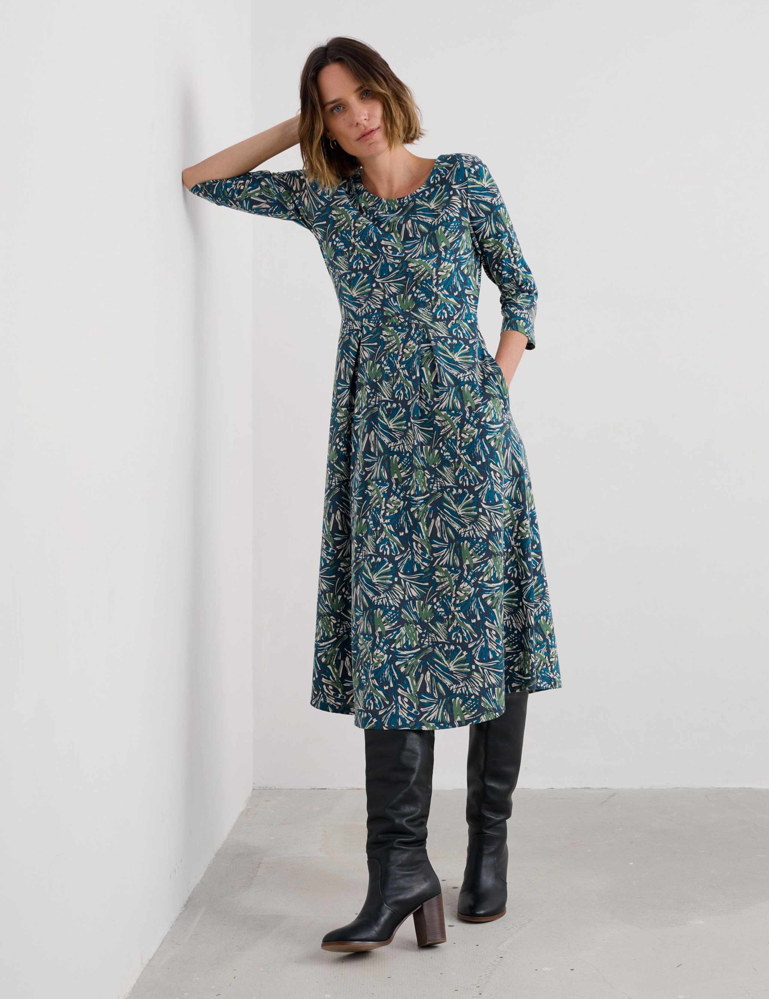 Cotton Rich Floral Midi Skater Dress