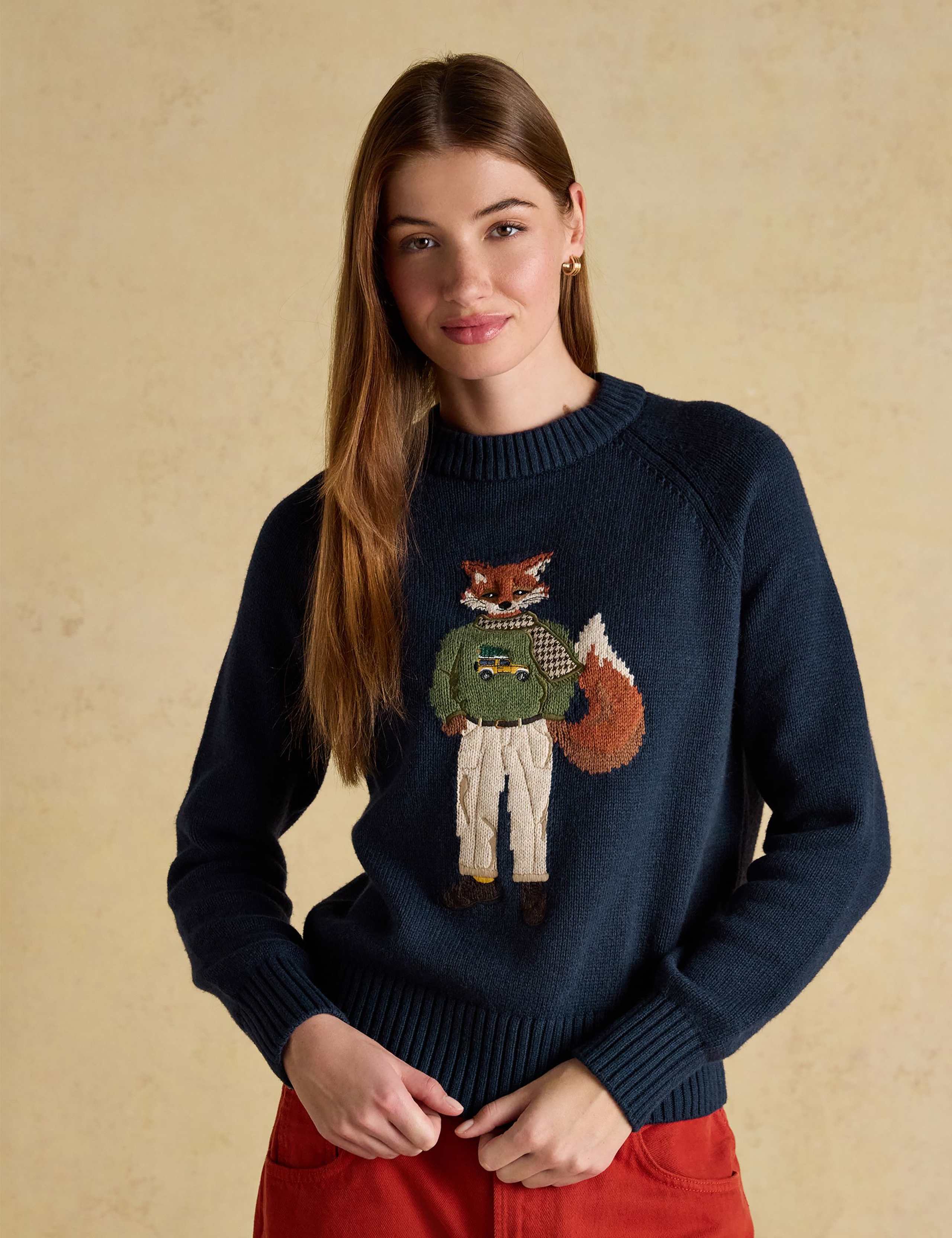 Cotton Rich Intarsia Fox Jumper with Wool