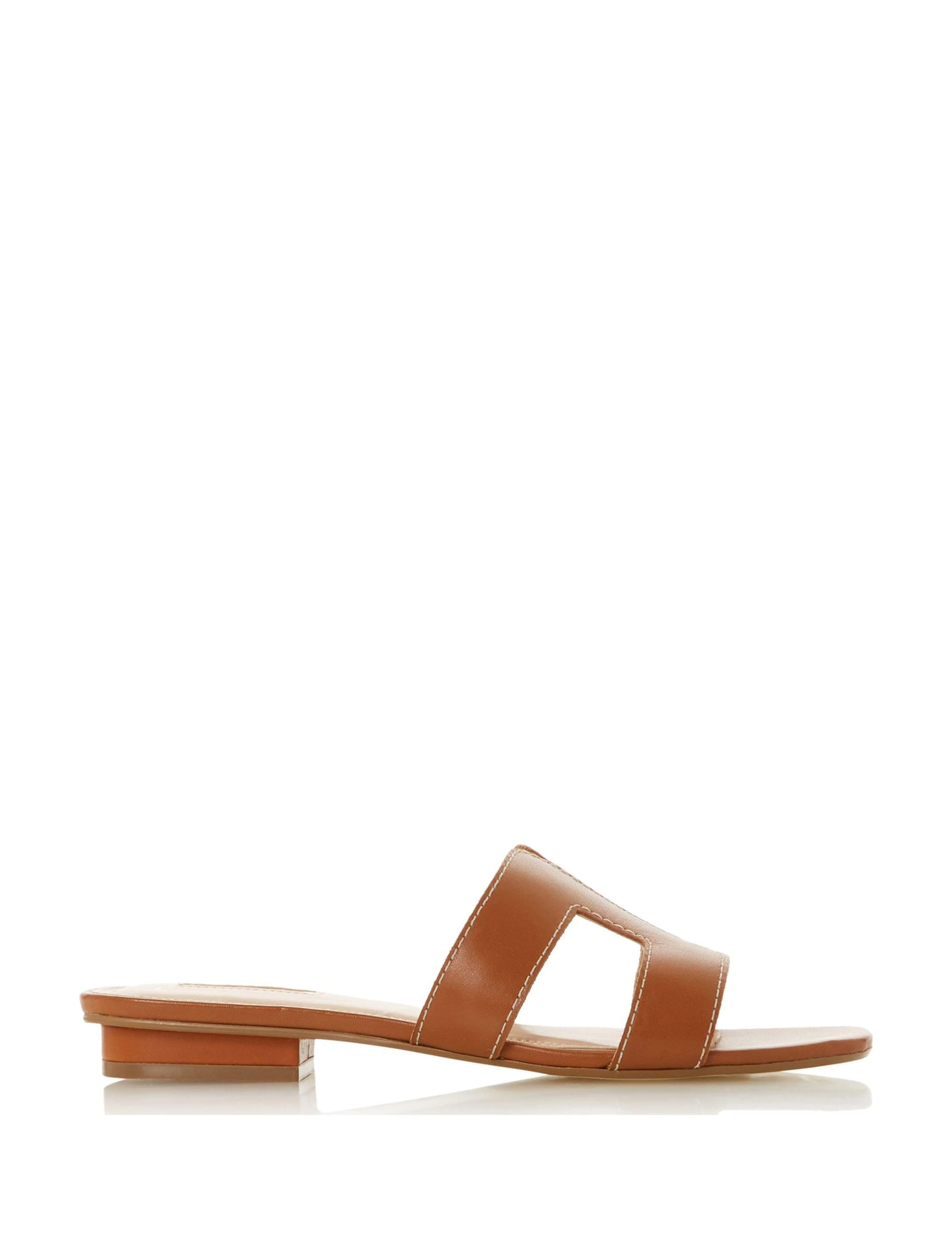 Wide Fit Leather Flat Sliders