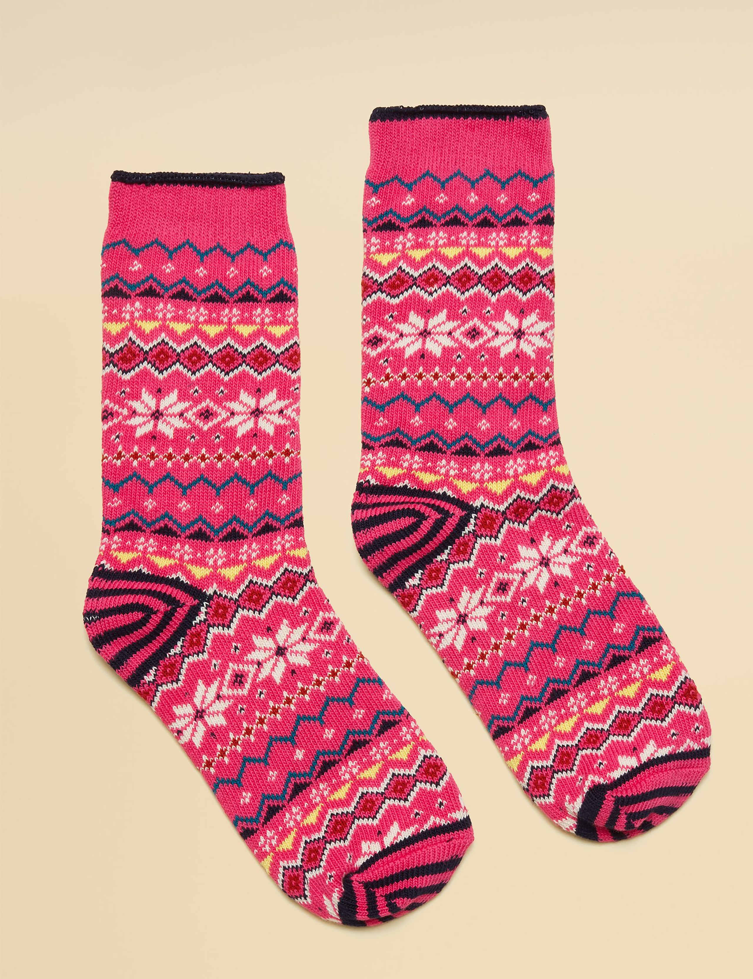Cotton Rich Fair Isle Ankle High Socks