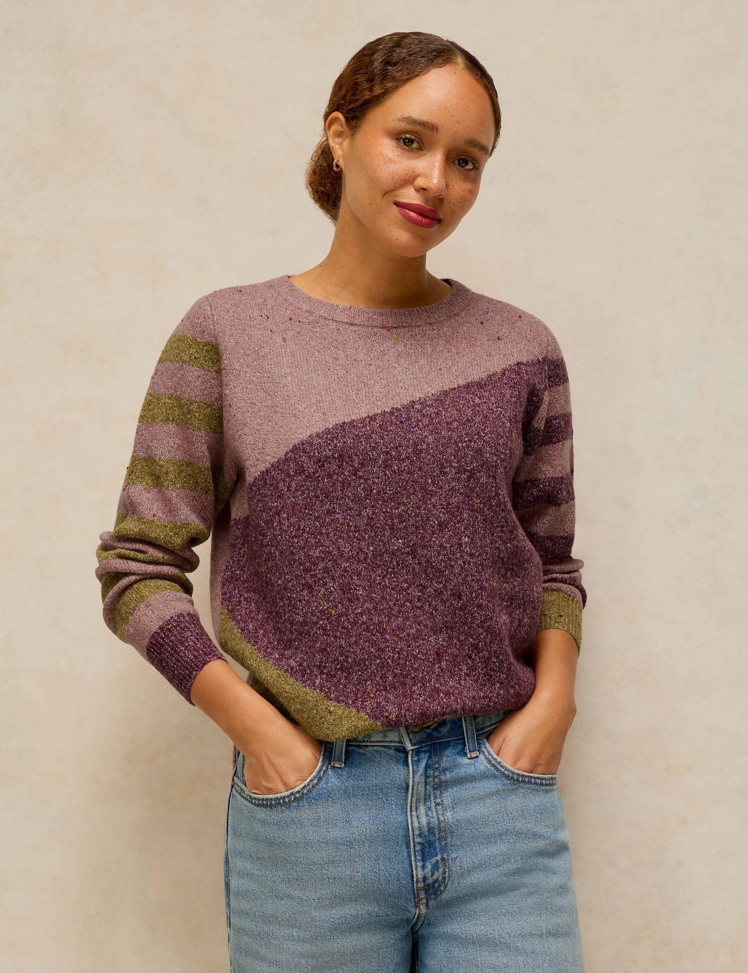 Colour Block Jumper with Cotton