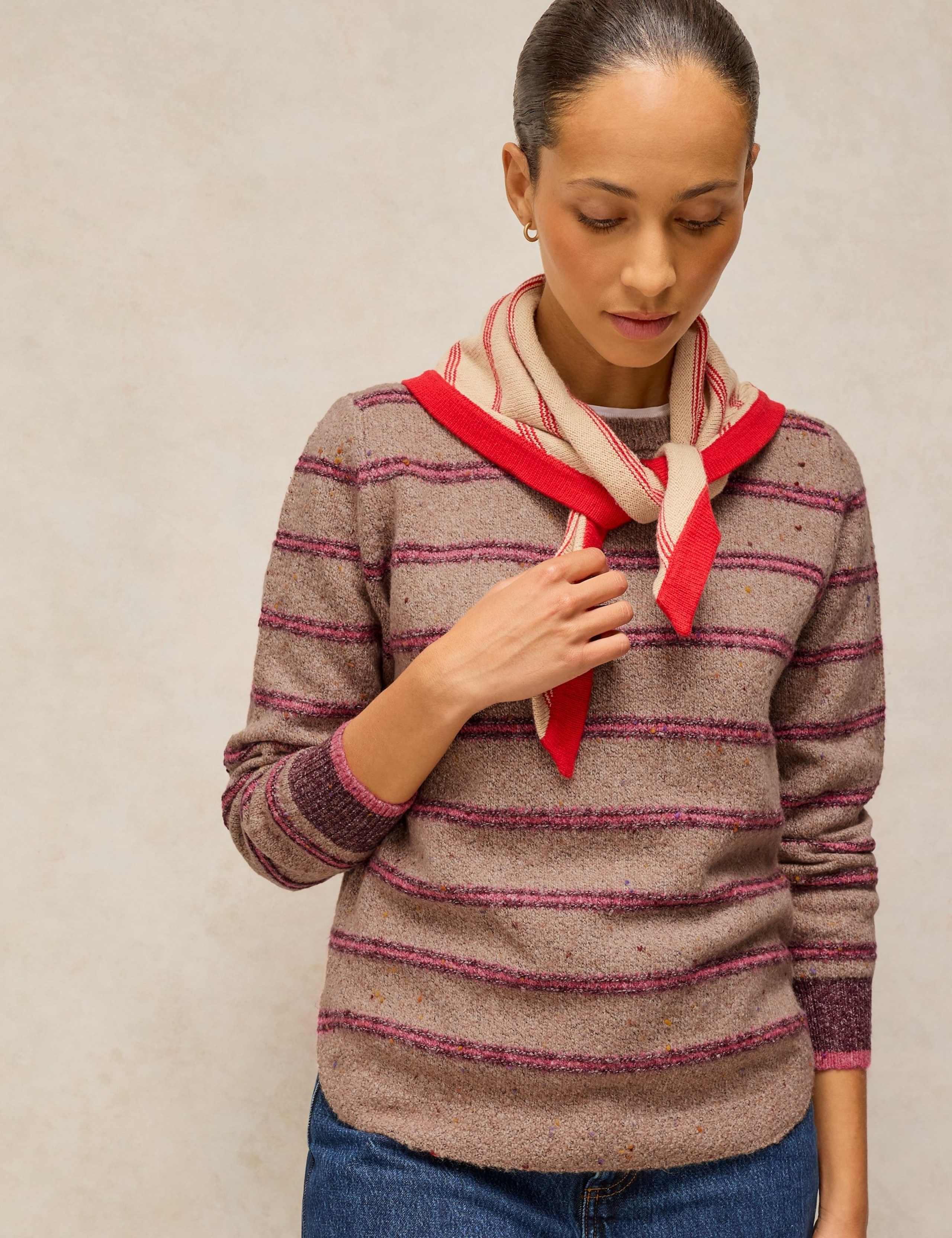 Stripe Nep Yarn Crew Neck Jumper