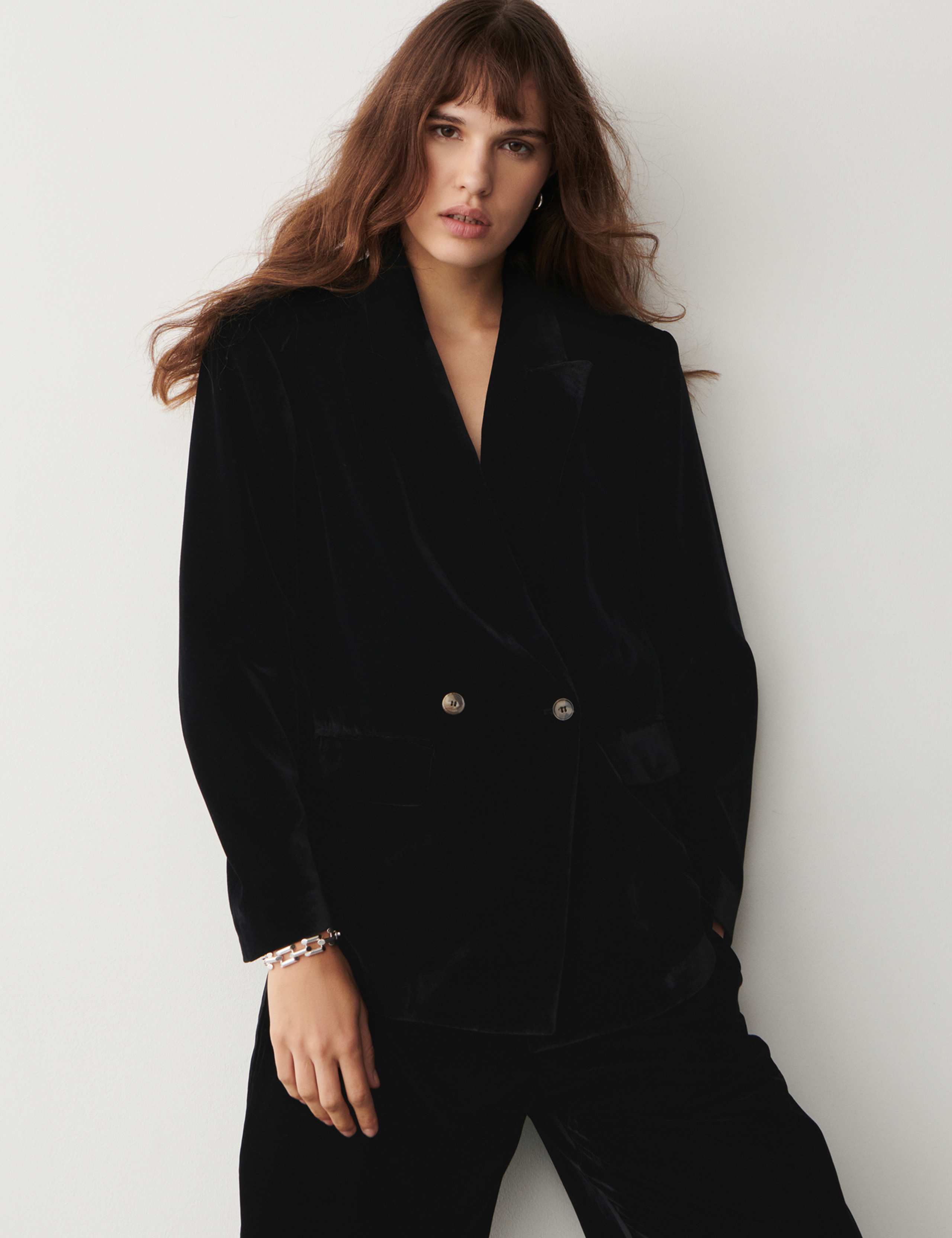 Velvet Double Breasted Blazer