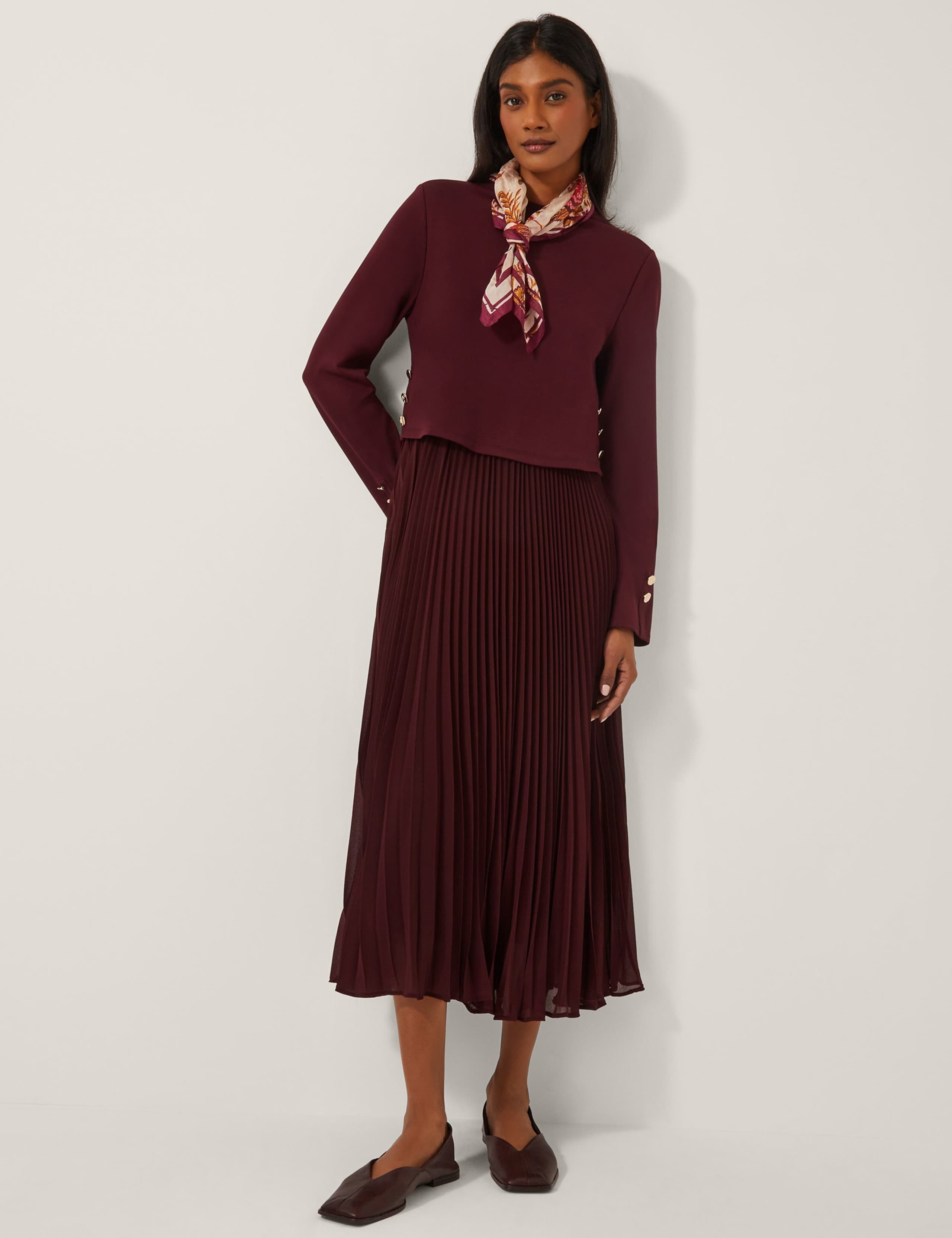 Pleated Midi Skater Dress