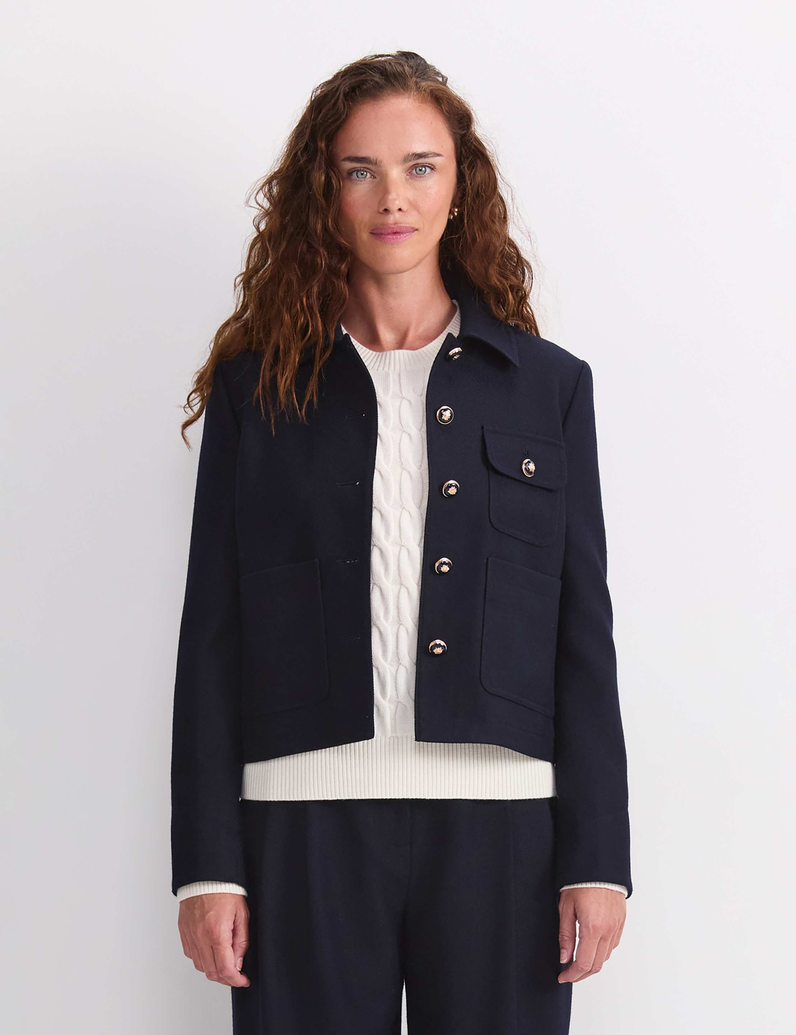 Wool-Rich Cropped Jacket