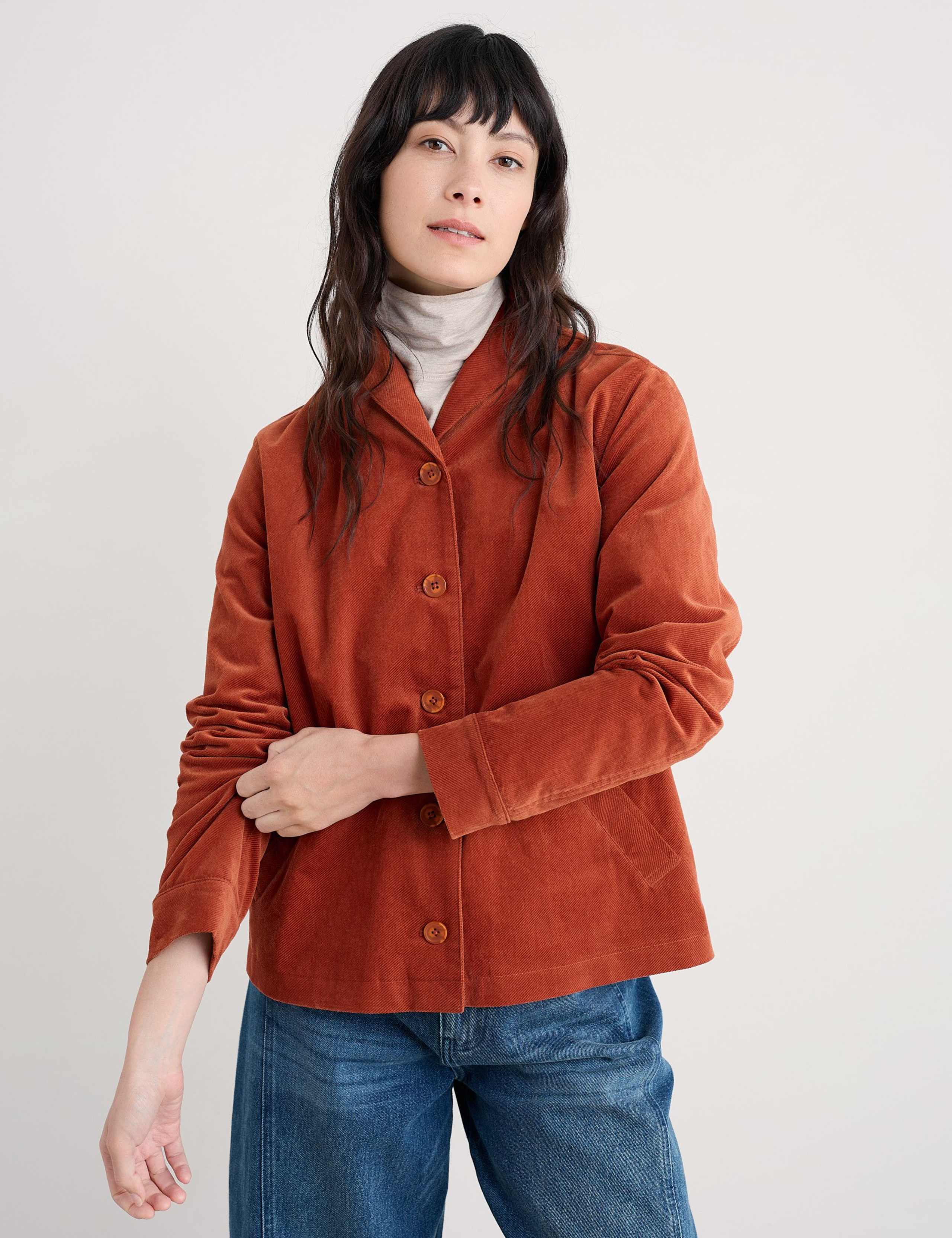 Cotton Rich Collared Short Jacket