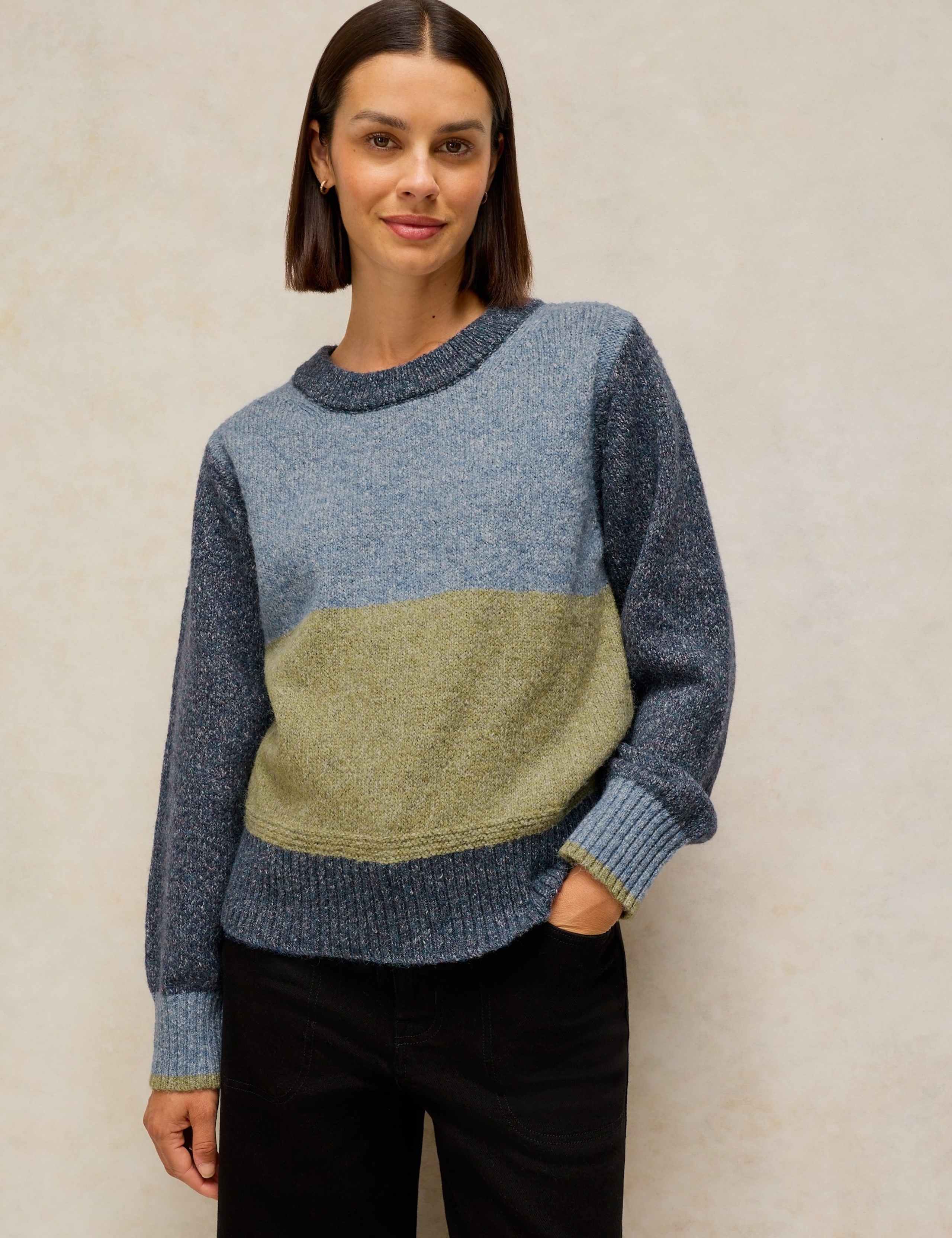 Colour Block Crew Neck Jumper