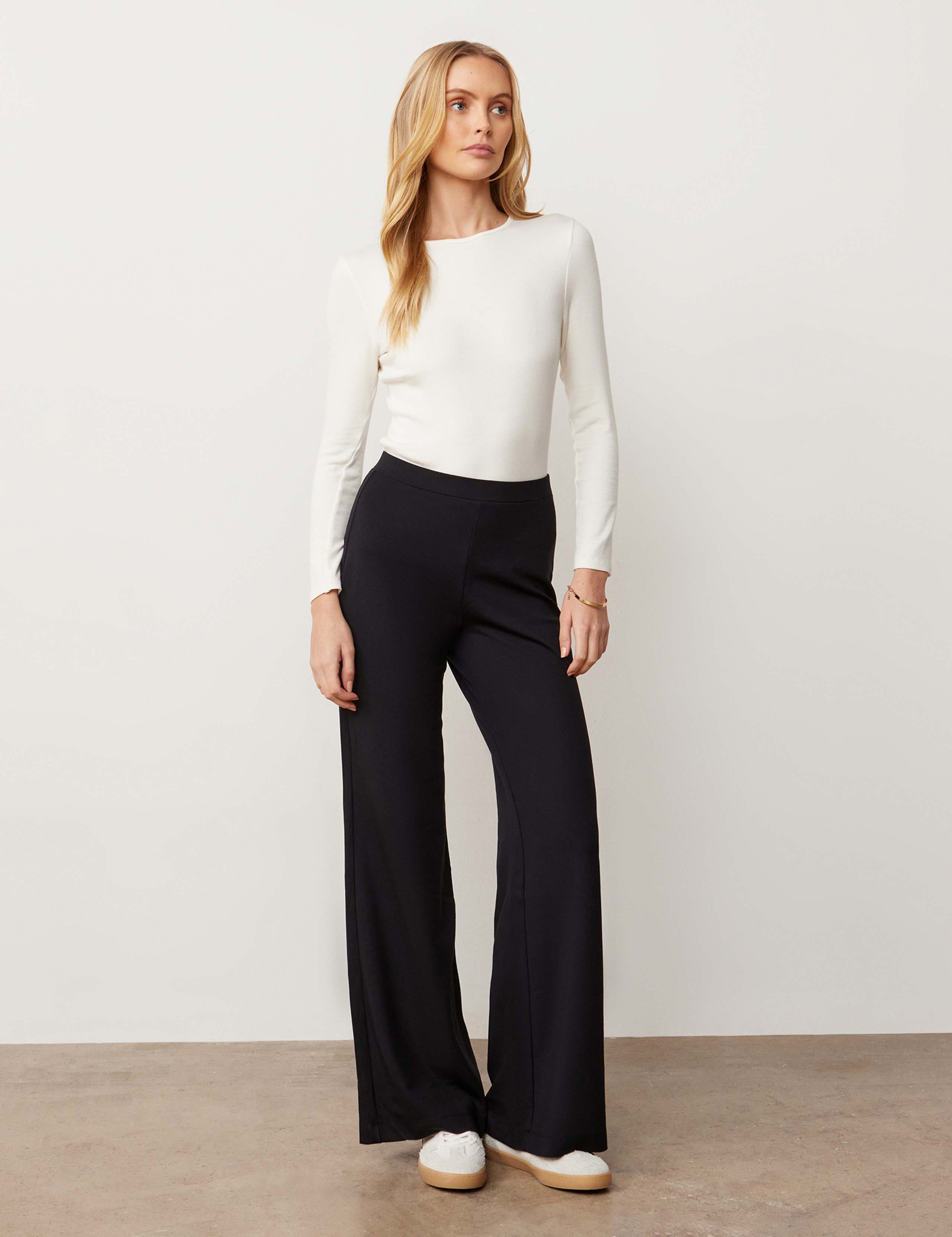 Jersey Elasticated Waist Wide Leg Trousers