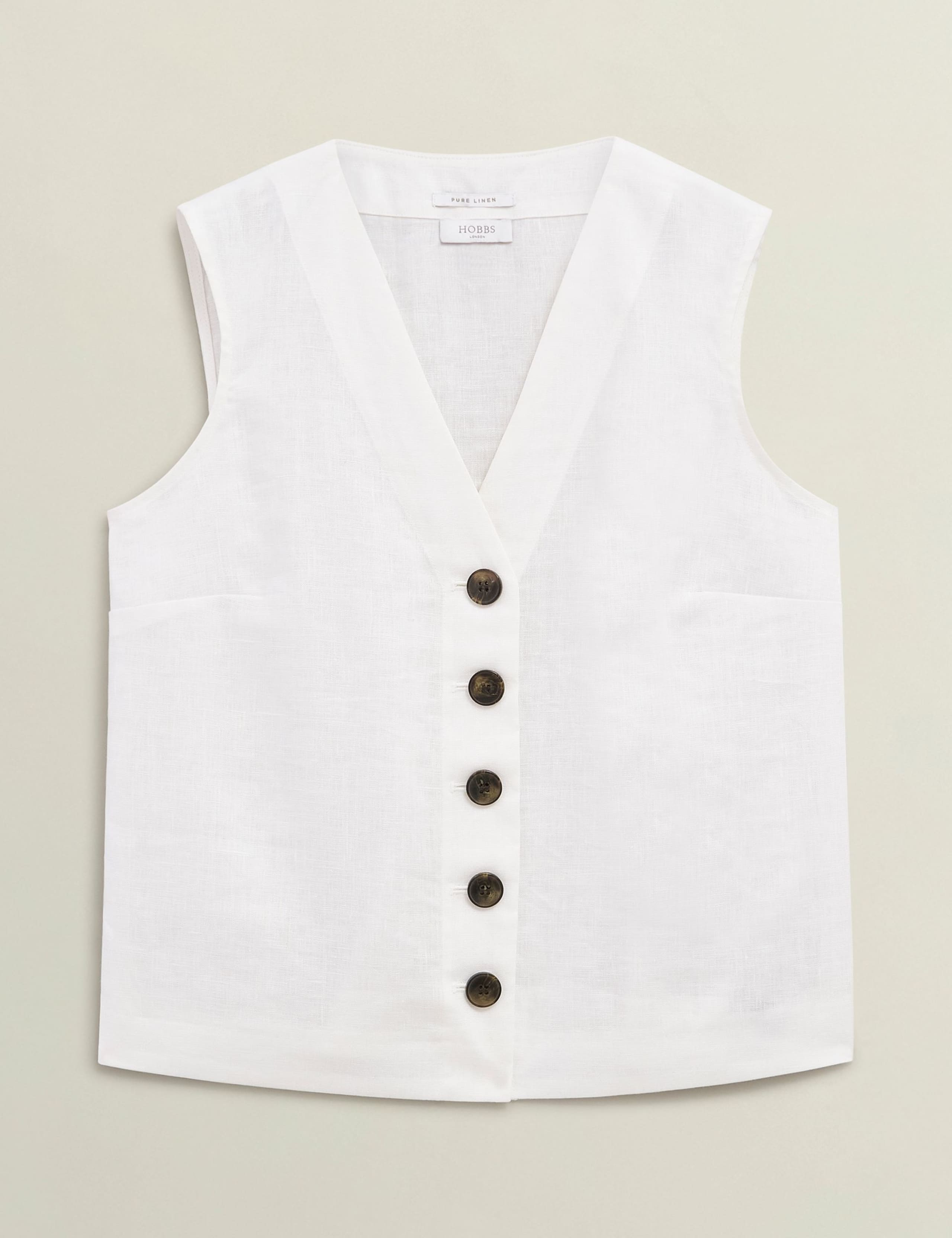 Pure Linen Button Through Waistcoat