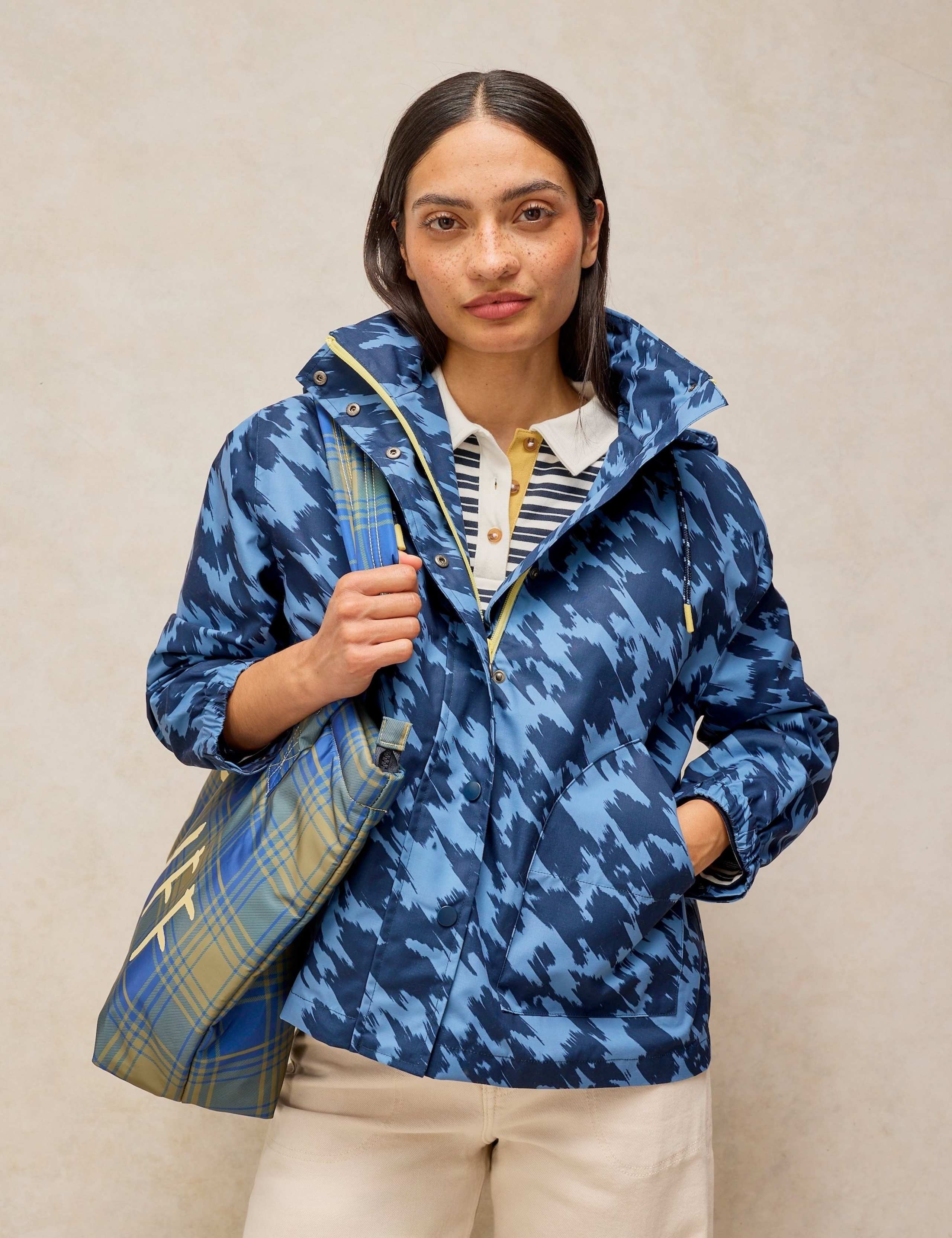 Waterproof Printed Padded Hooded Short Coat