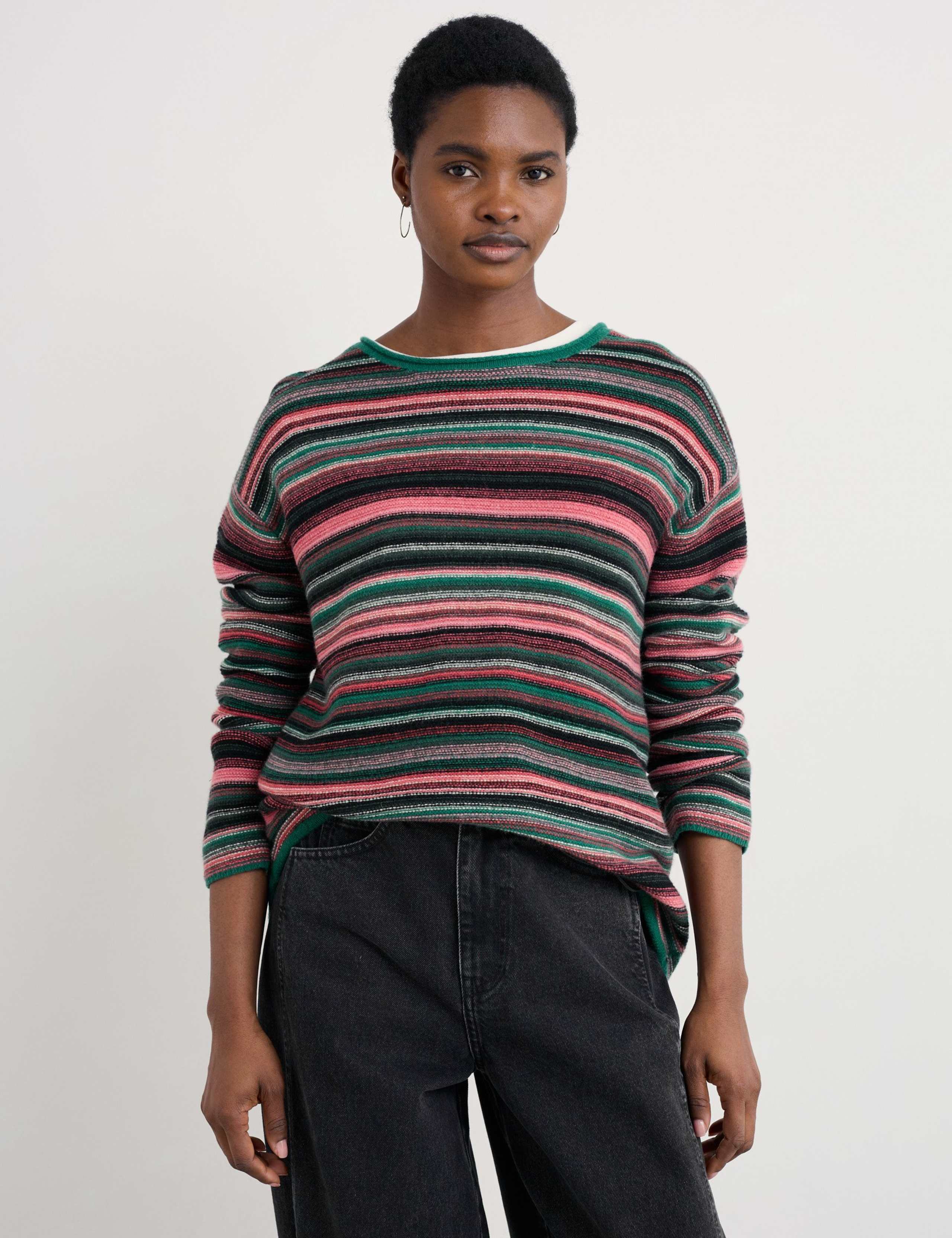 Merino Wool Rich Striped Oversized Jumper