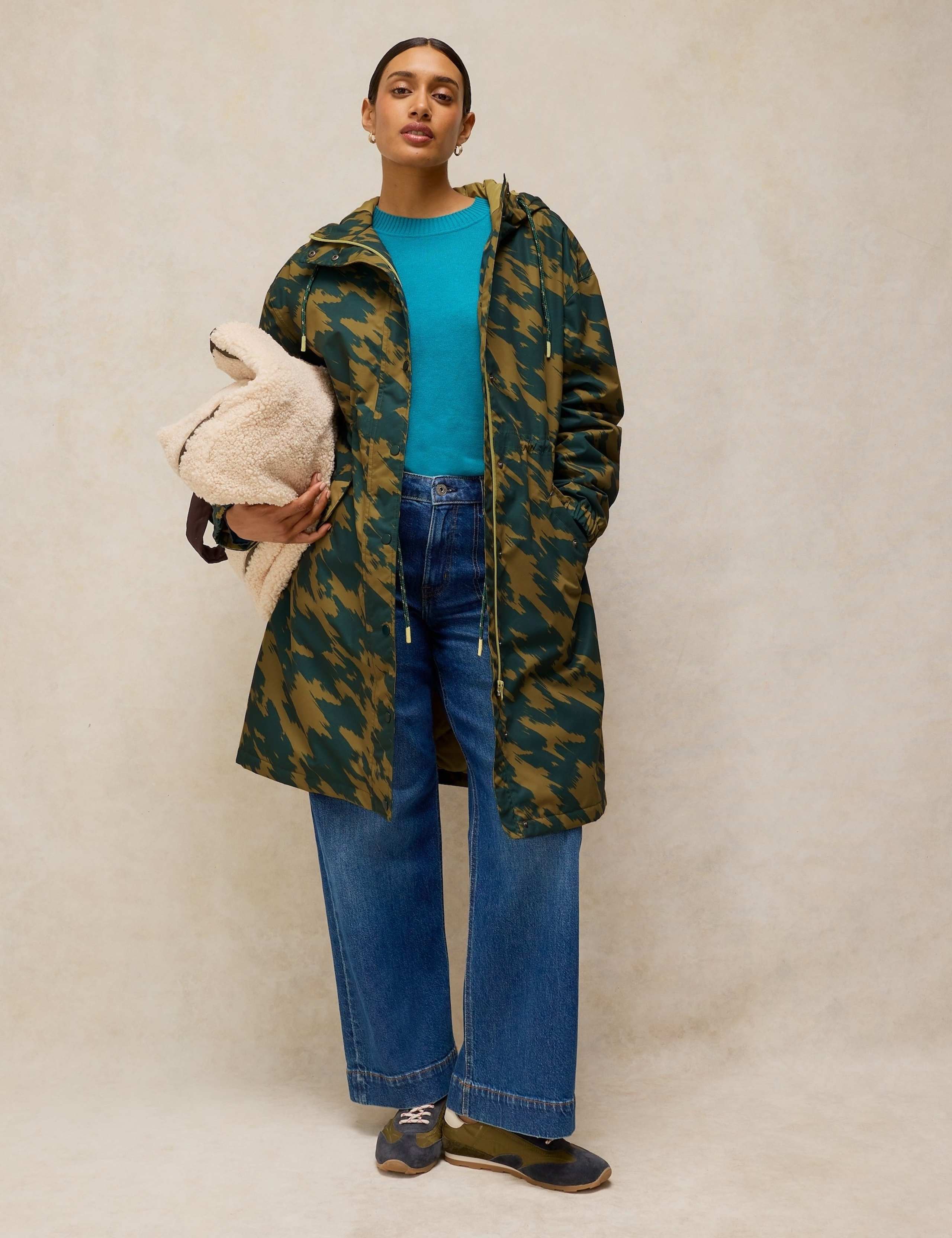 Waterproof Printed Hooded Longline Coat