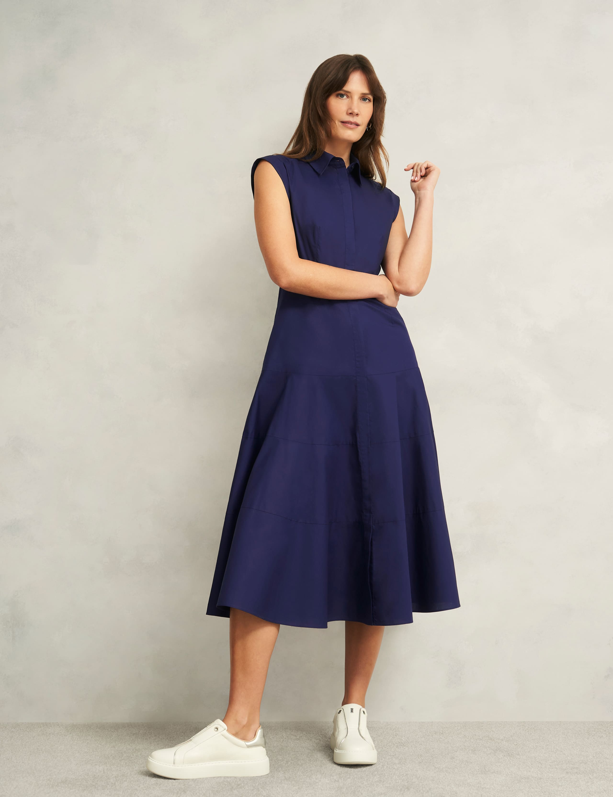 Pure Cotton Midi Shirt Dress