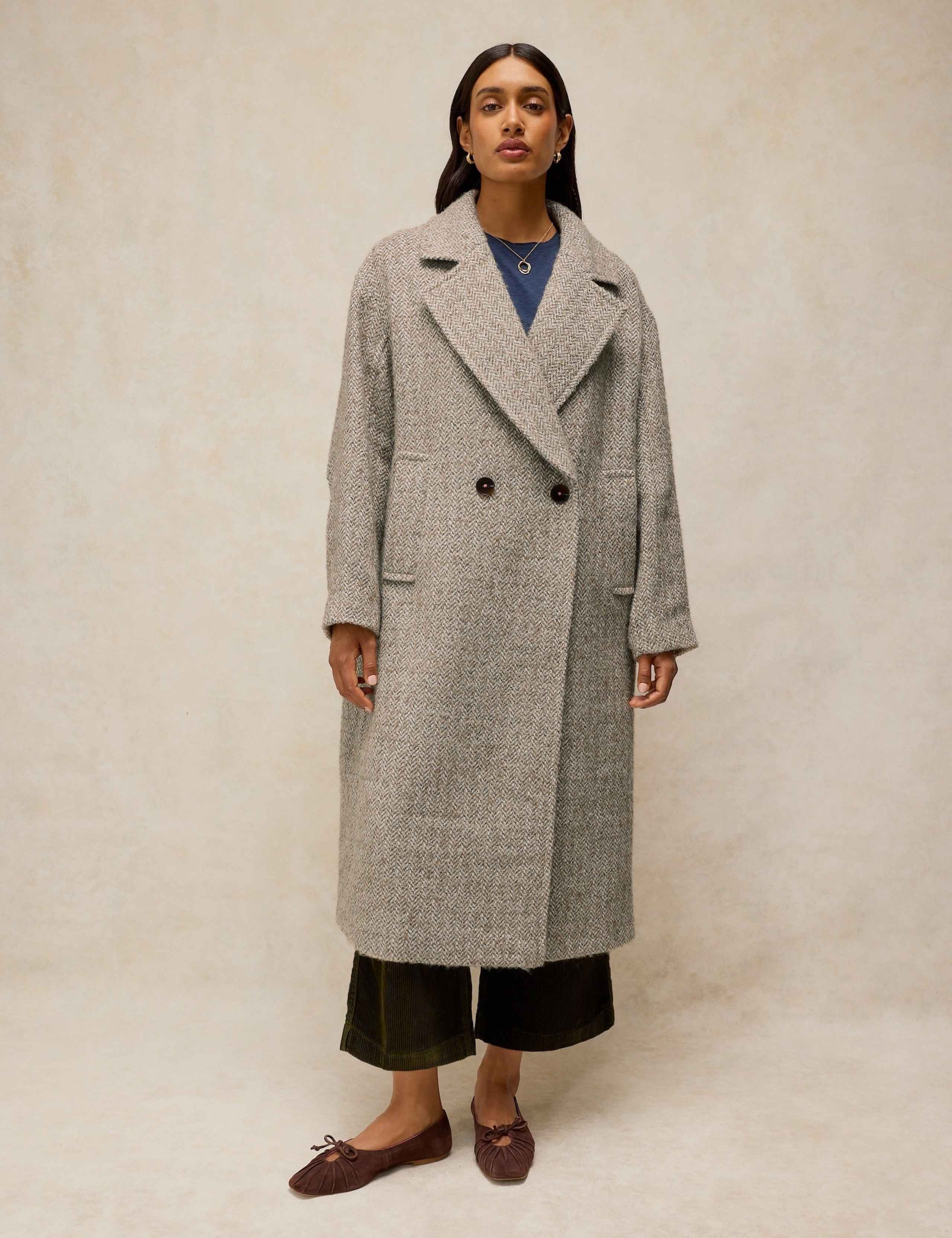 Wool-Blend Collared Crombie Overcoat