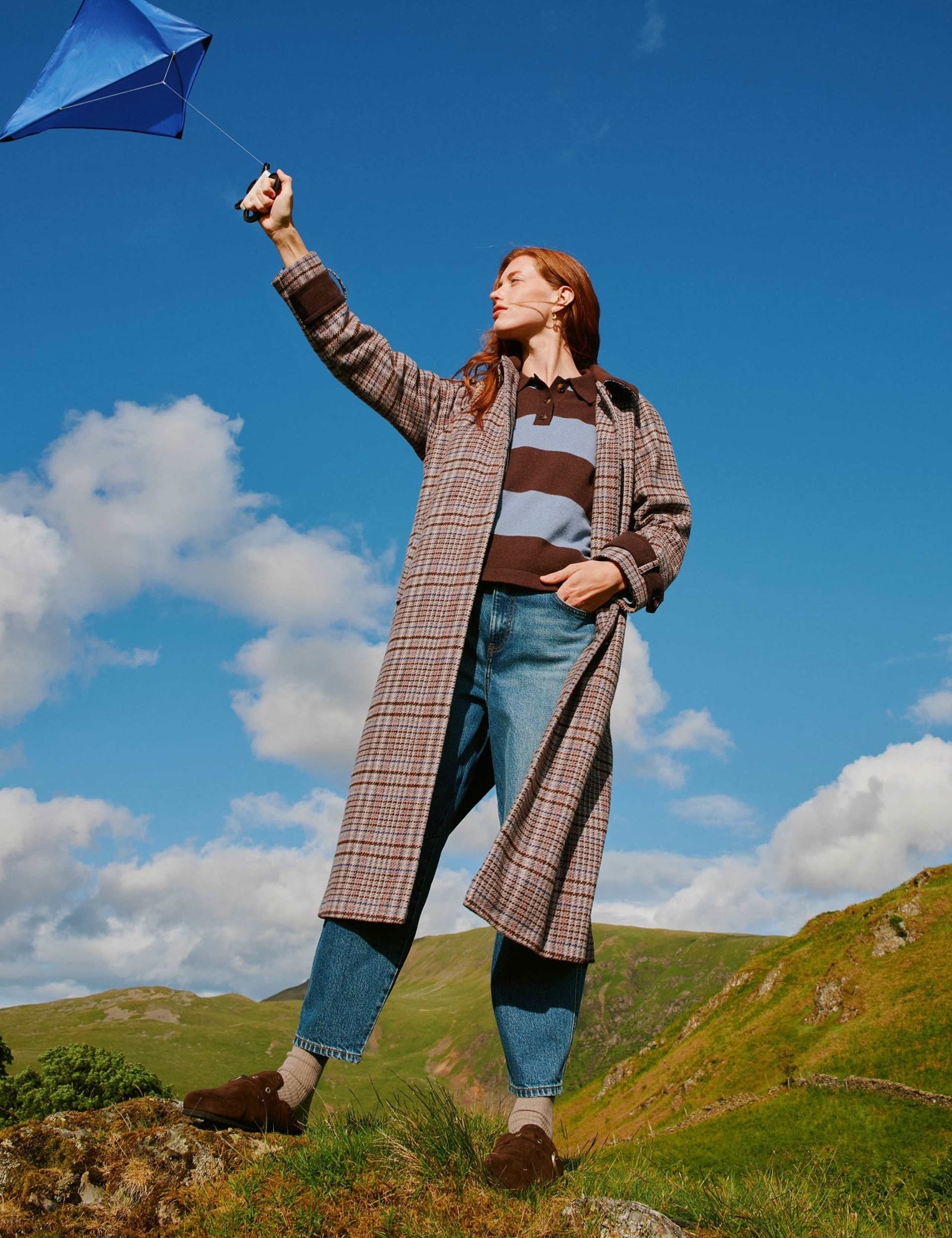 Checked Coat with Wool