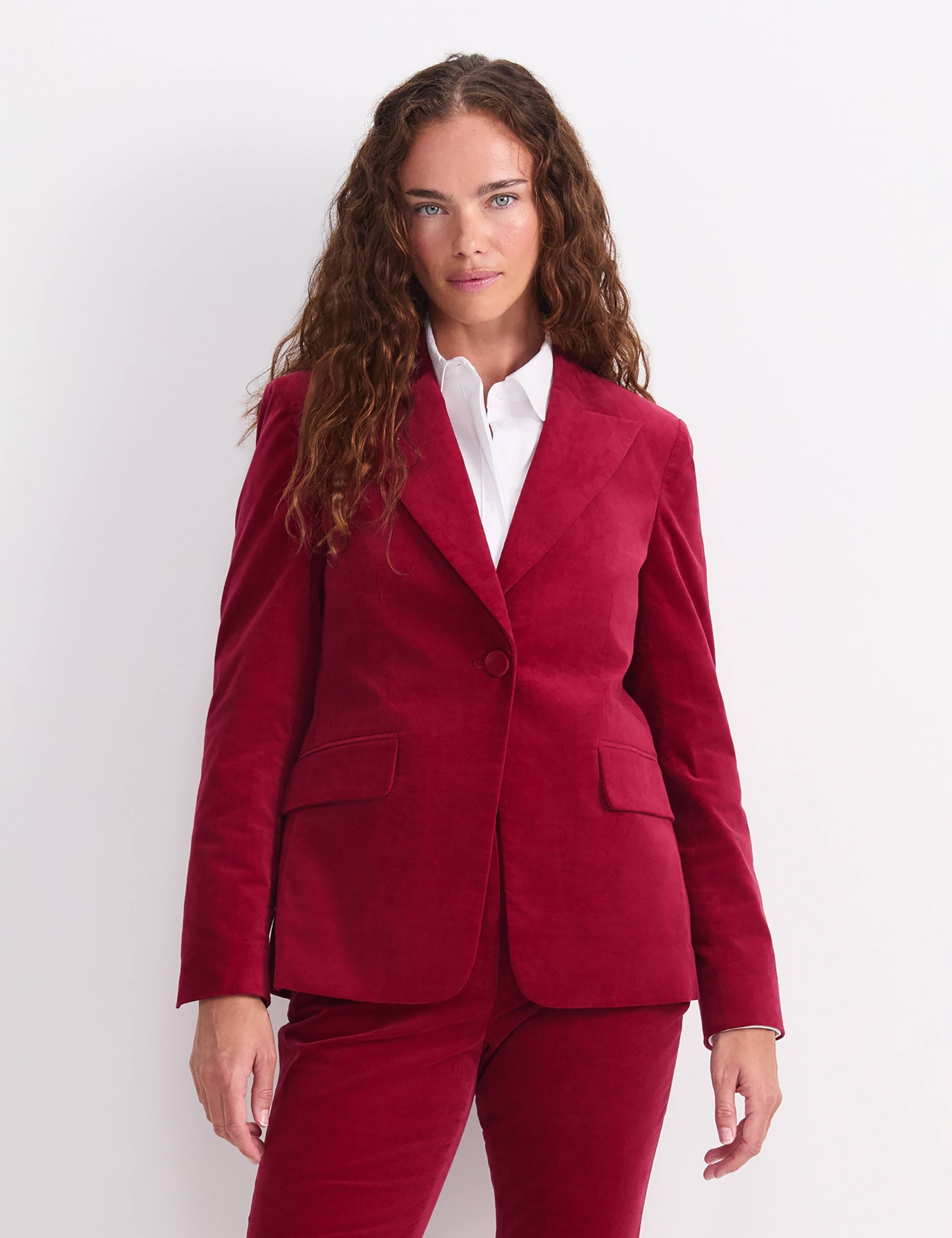 Velvet Single-Breasted Blazer